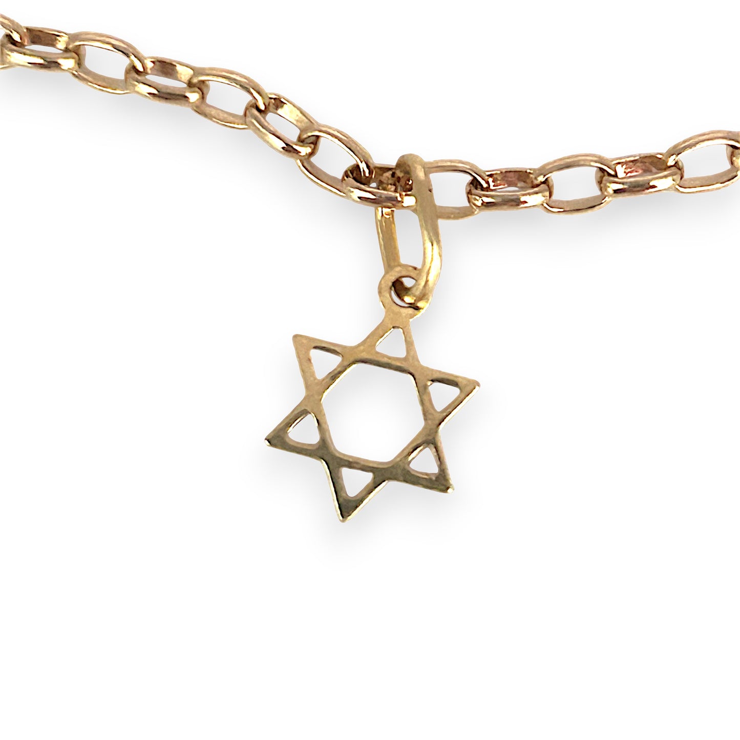 GOLD DEAL | 9ct (9K) MHJ Gold Belcher Bracelet 18cm Symbolic Charms Hearts & Star