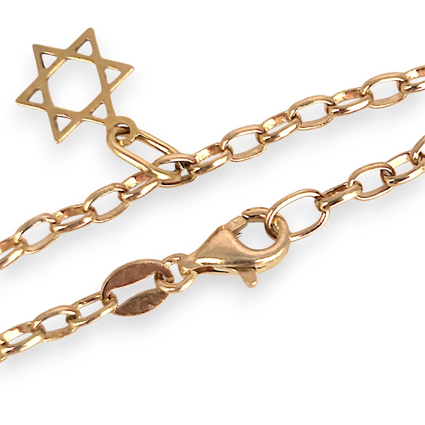 GOLD DEAL | 9ct (9K) MHJ Gold Belcher Bracelet 18cm Symbolic Charms Hearts & Star