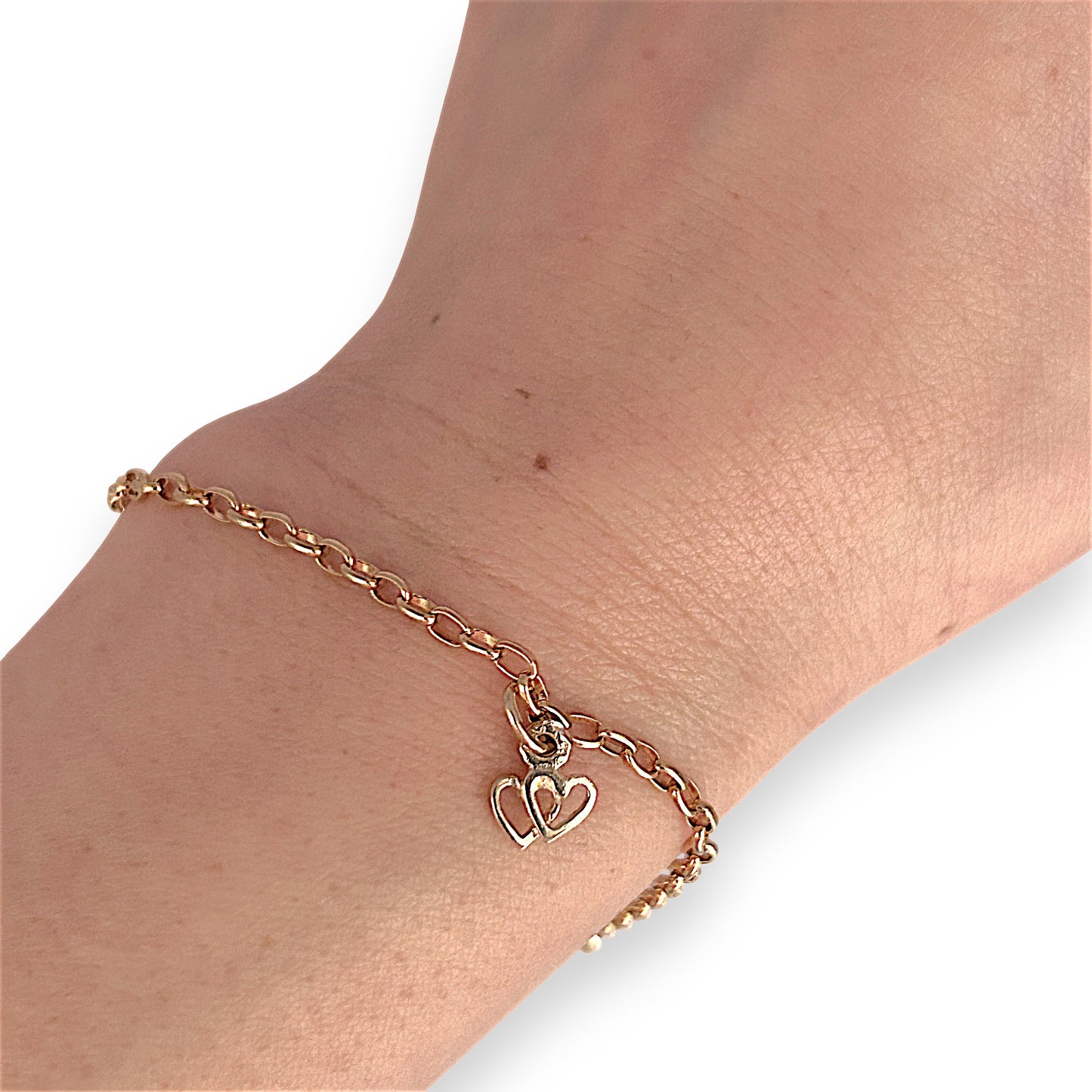 GOLD DEAL | 9ct (9K) MHJ Gold Belcher Bracelet 18cm Symbolic Charms Hearts & Star