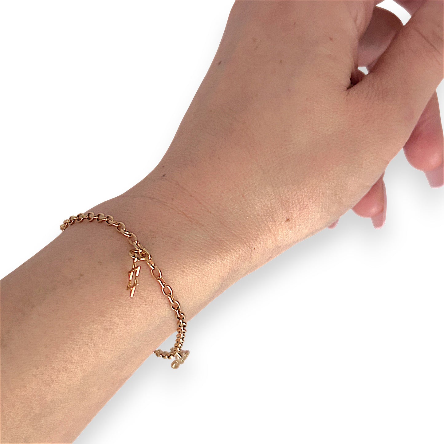 GOLD DEAL | 9ct (9K) MHJ Gold Belcher Bracelet 18cm Symbolic Charms Hearts & Star