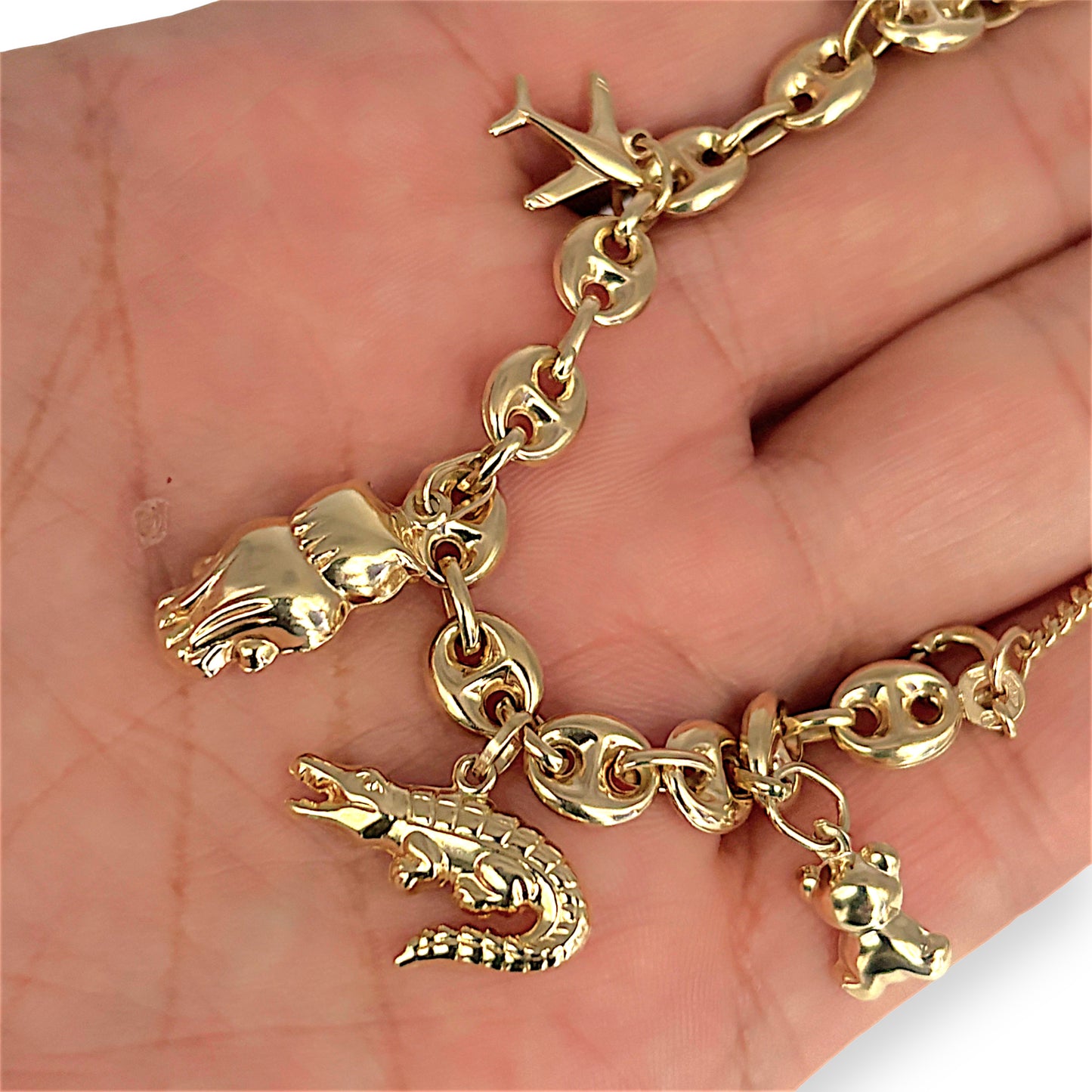 GOLD DEAL | 9ct (9K) Gold Charm Bracelet – Koala, Crocodile, Boomerang & More