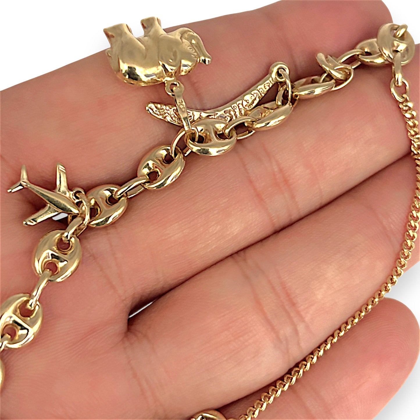 GOLD DEAL | 9ct (9K) Gold Charm Bracelet – Koala, Crocodile, Boomerang & More