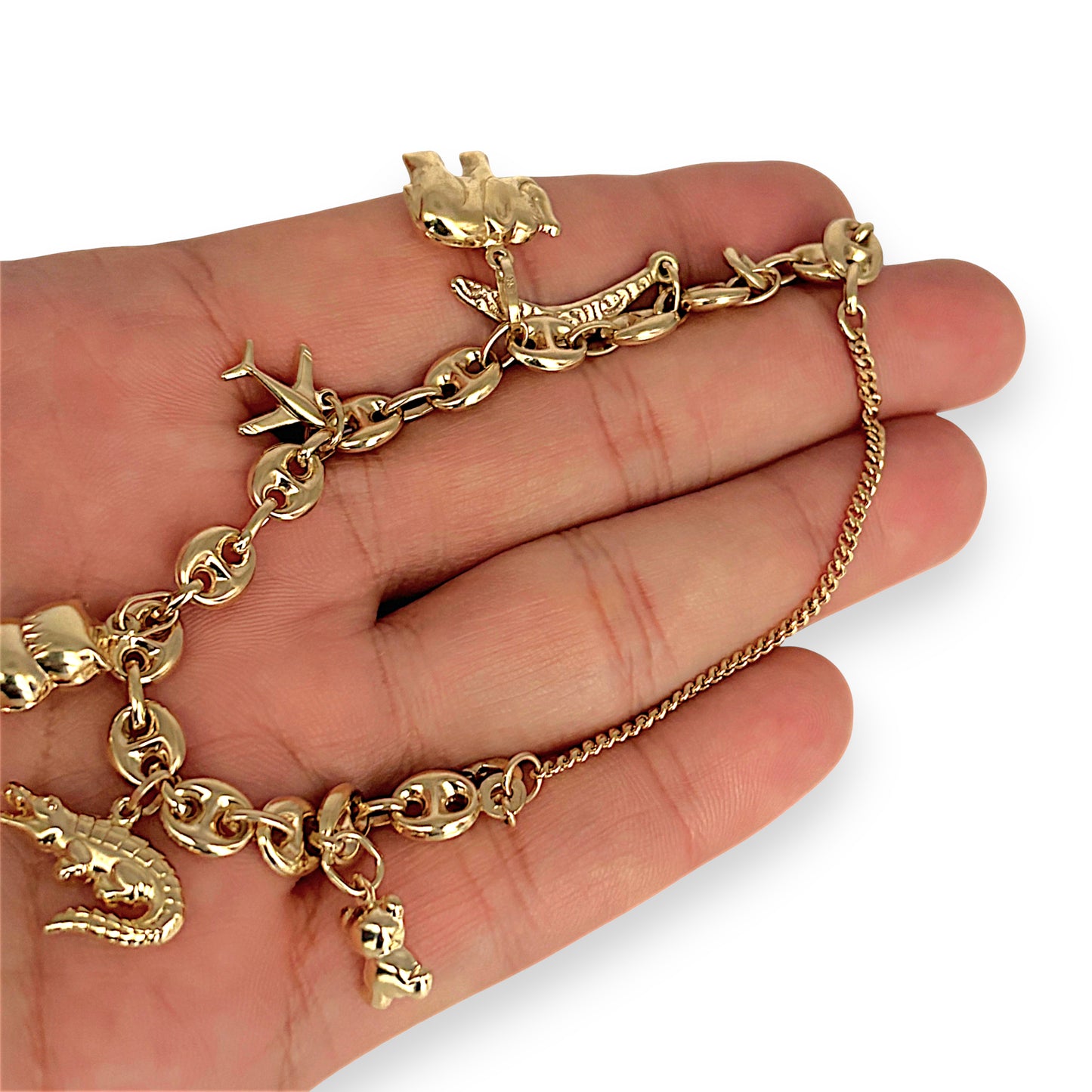 GOLD DEAL | 9ct (9K) Gold Charm Bracelet – Koala, Crocodile, Boomerang & More