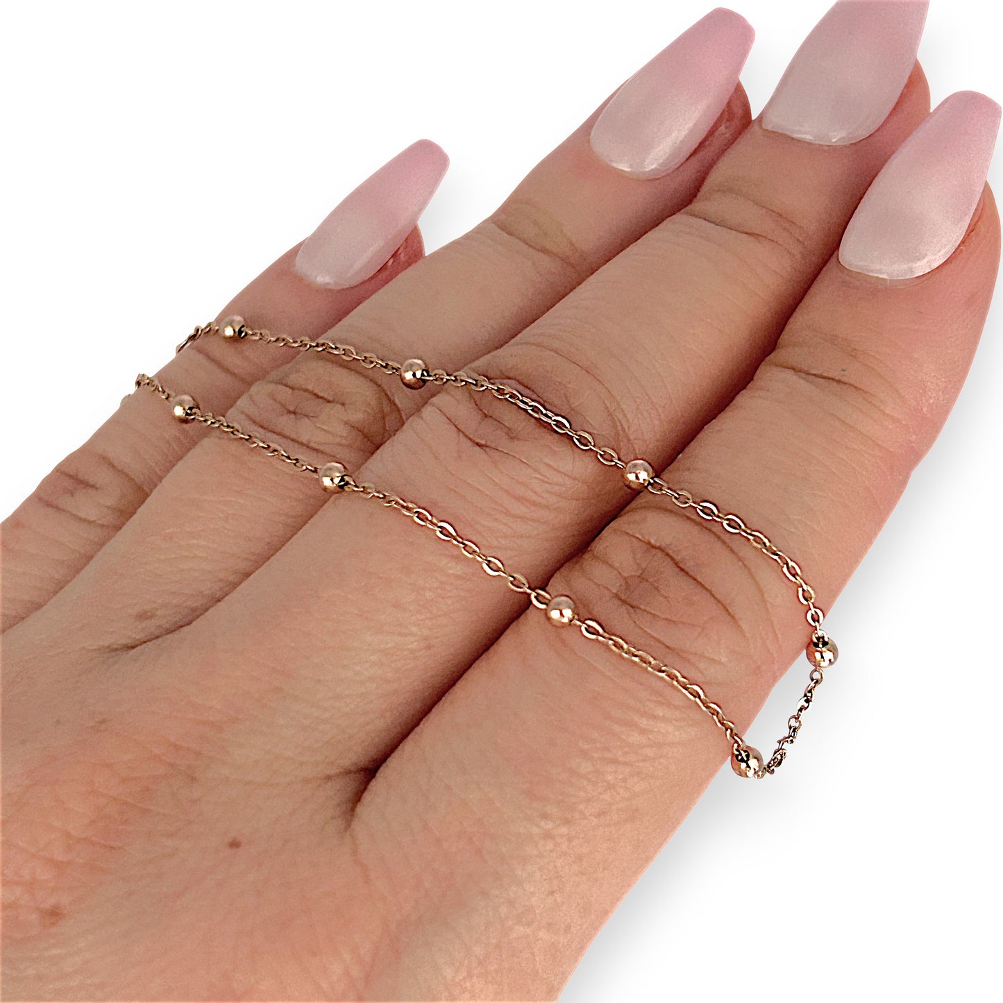 GOLD DEAL | 9ct (9K) Rose Gold Minimalist Beaded Bracelet 19cm