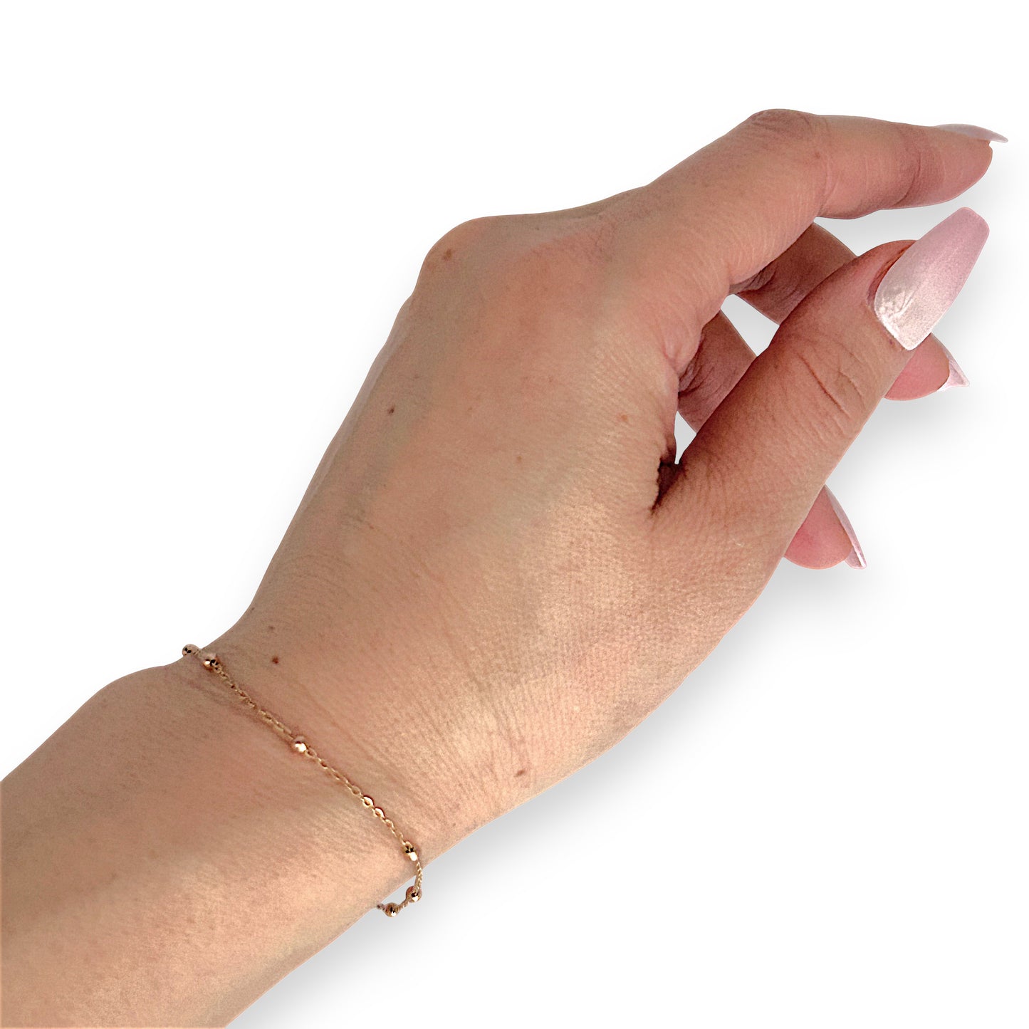 GOLD DEAL | 9ct (9K) Rose Gold Minimalist Beaded Bracelet 19cm