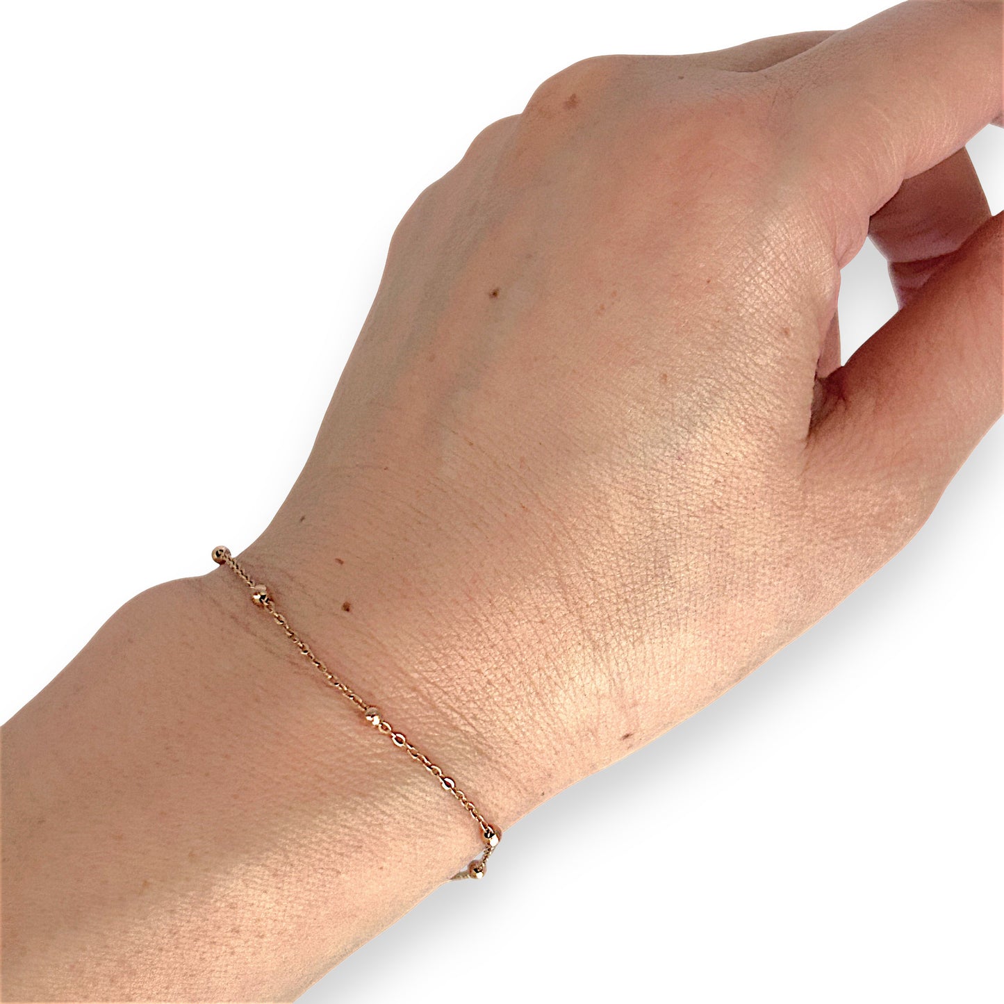 GOLD DEAL | 9ct (9K) Rose Gold Minimalist Beaded Bracelet 19cm