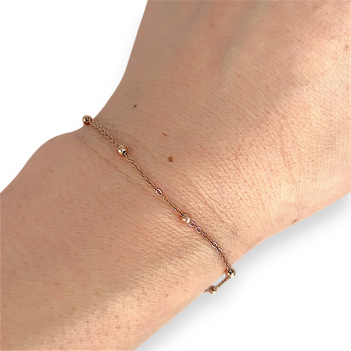 GOLD DEAL | 9ct (9K) Rose Gold Minimalist Beaded Bracelet 19cm