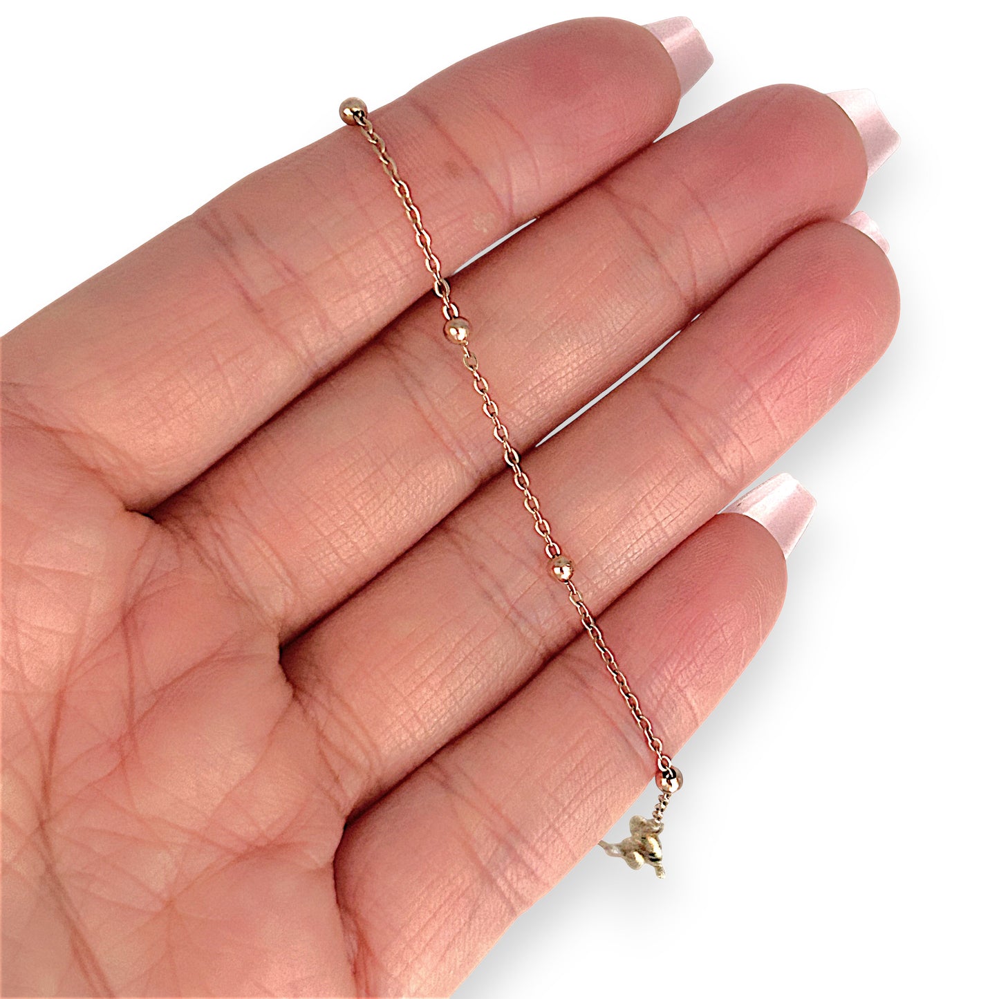 GOLD DEAL | 9ct (9K) Rose Gold Minimalist Beaded Bracelet 19cm