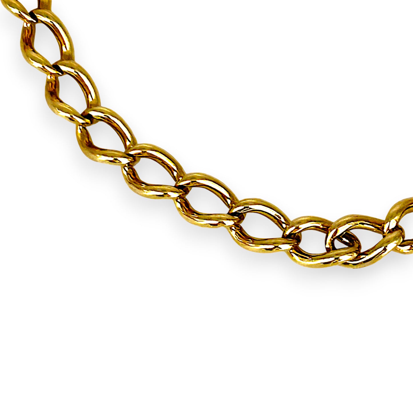 GOLD DEAL | 9ct (9K) Gold Heart, Rose & Bear Motifs Refurbished Bracelet 21cm