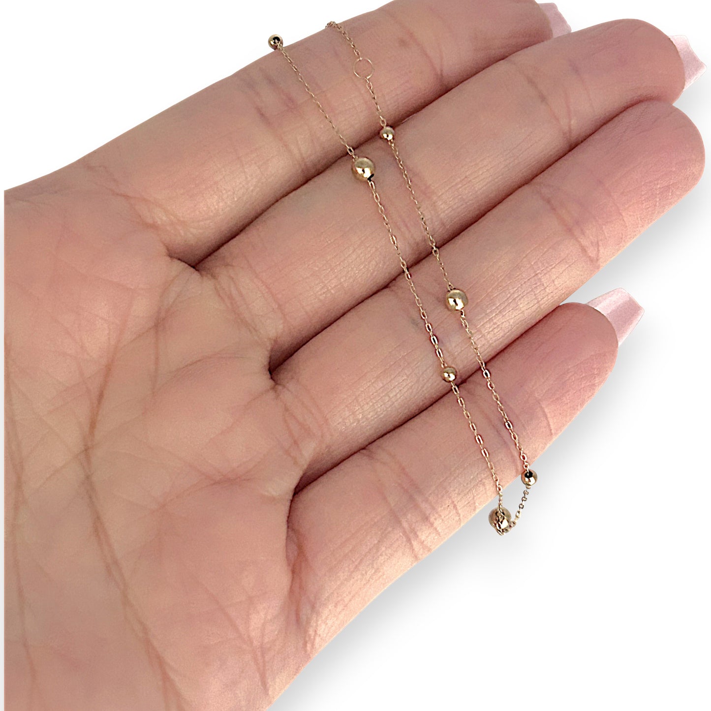 GOLD DEAL | 9ct (9K) Gold Beaded Cable Bracelet - Minimalist Grace with Adjustable Fit