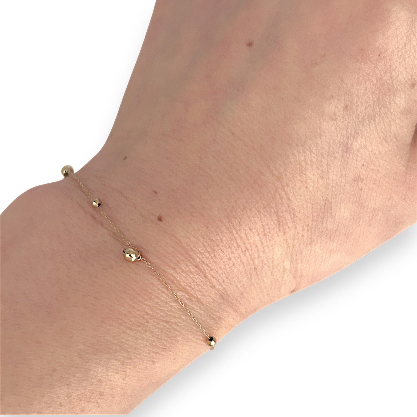 GOLD DEAL | 9ct (9K) Gold Beaded Cable Bracelet - Minimalist Grace with Adjustable Fit