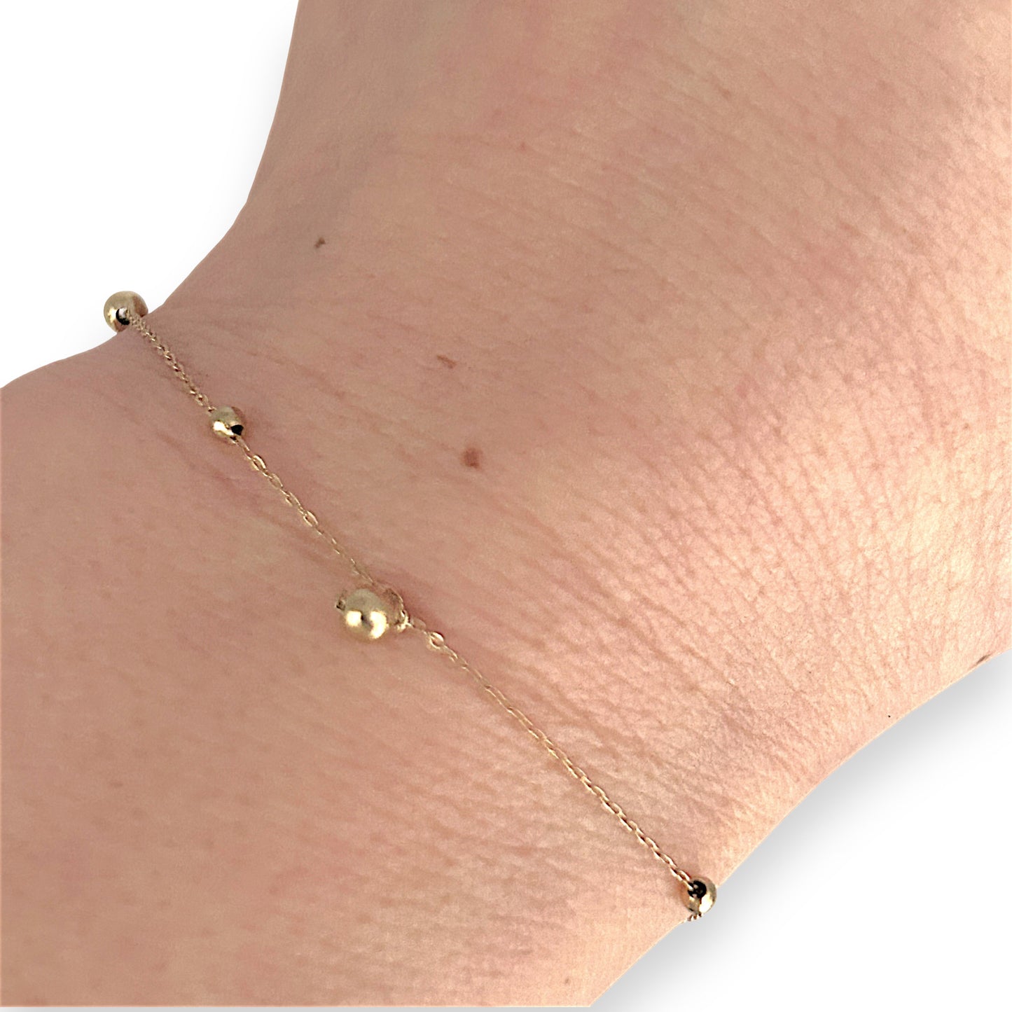 GOLD DEAL | 9ct (9K) Gold Beaded Cable Bracelet - Minimalist Grace with Adjustable Fit