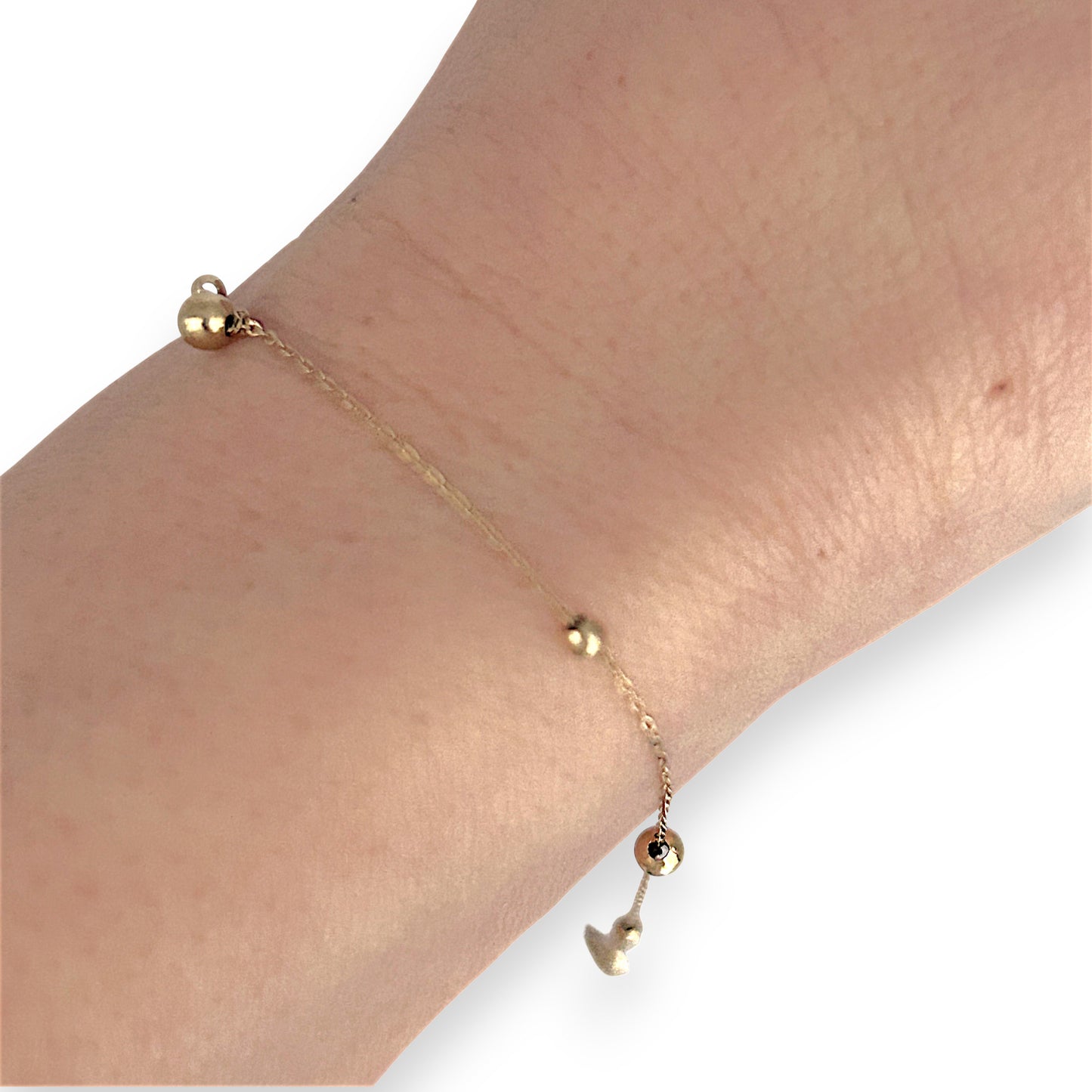 GOLD DEAL | 9ct (9K) Gold Beaded Cable Bracelet - Minimalist Grace with Adjustable Fit