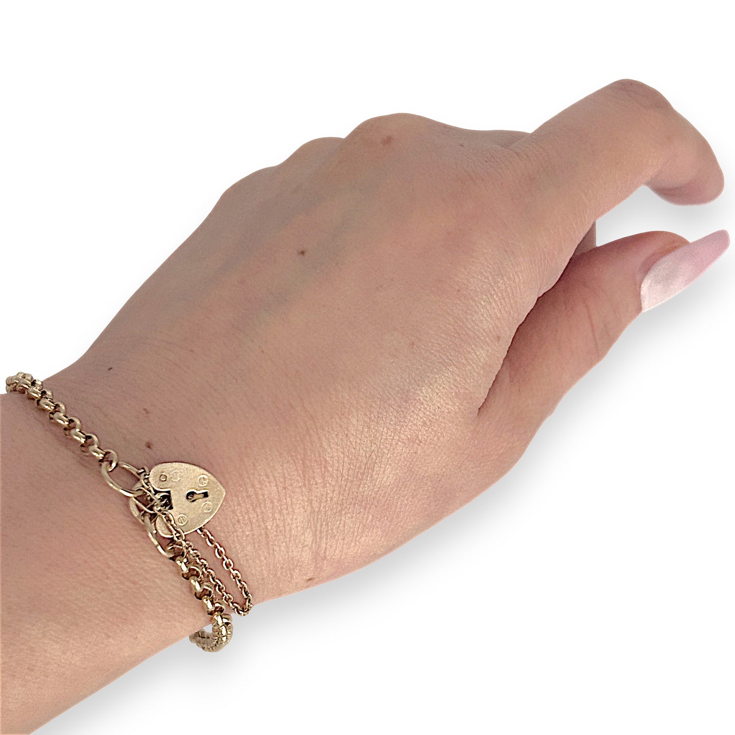 GOLD DEAL | 9ct (9K) Gold Vintage Glamour Belcher Bracelet 18cm with heart Padlock