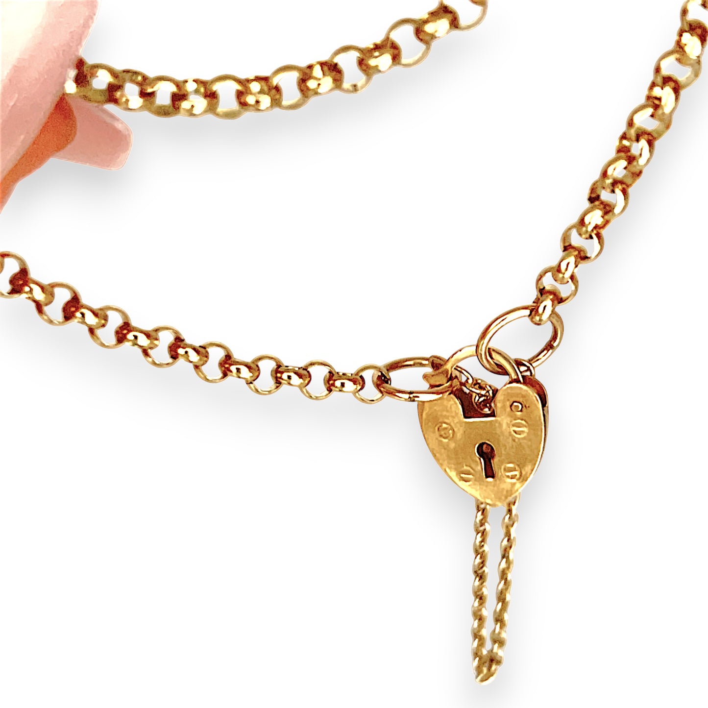 GOLD DEAL | 9ct (9K) Gold Vintage Glamour Belcher Bracelet 18cm with heart Padlock
