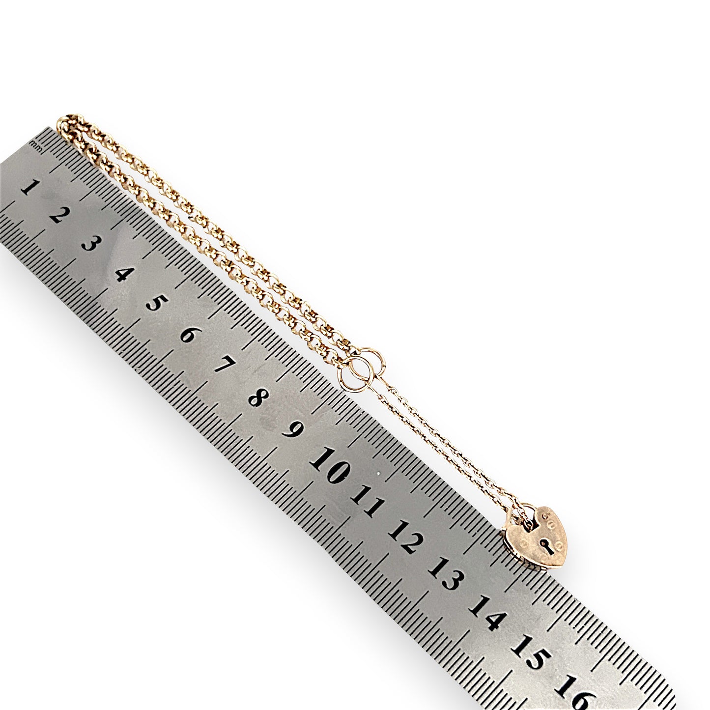 GOLD DEAL | 9ct (9K) Gold Vintage Glamour Belcher Bracelet 18cm with heart Padlock