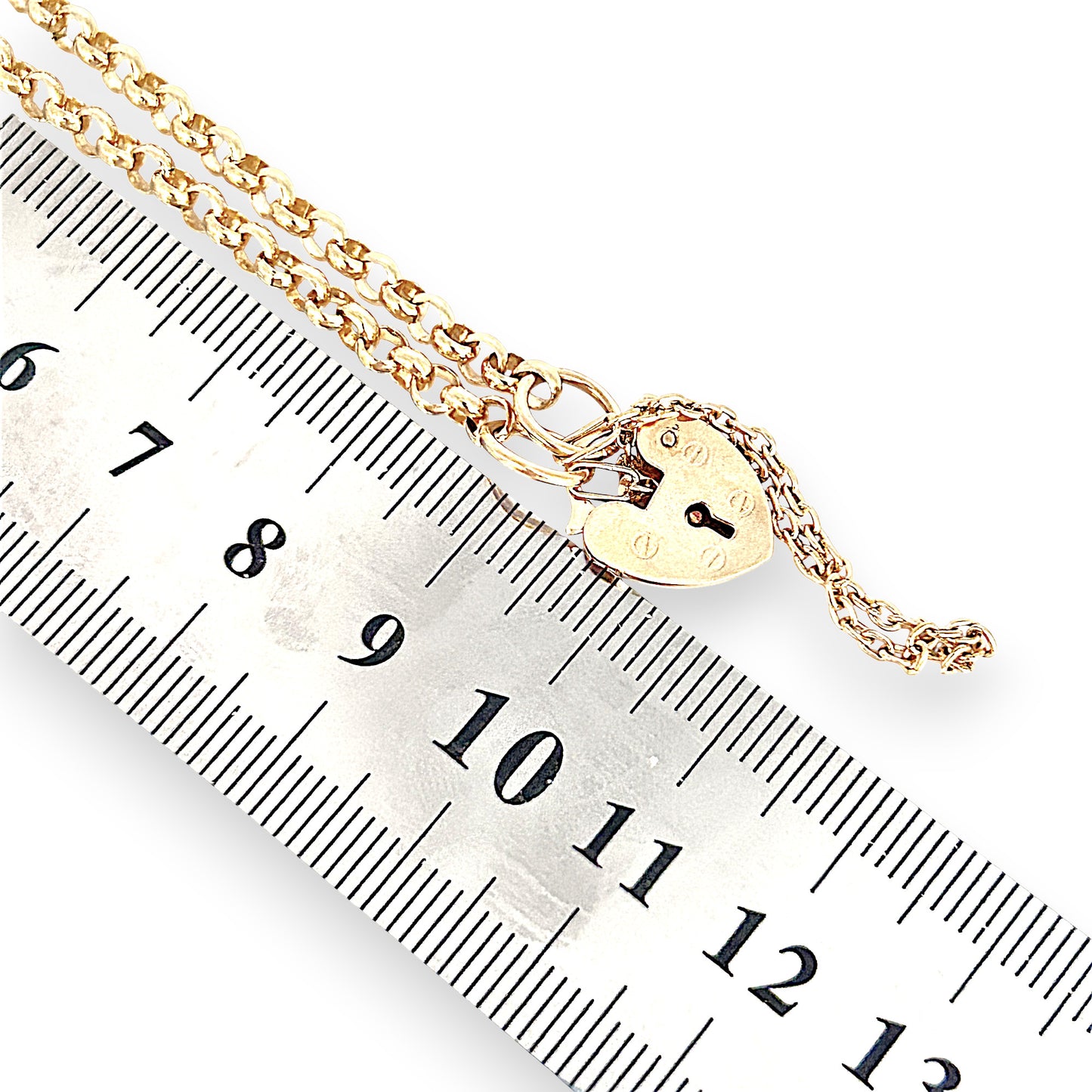 GOLD DEAL | 9ct (9K) Gold Vintage Glamour Belcher Bracelet 18cm with heart Padlock