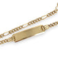GOLD DEAL | 9ct (9K) Gold Engravable Plate ID Figaro 5-1 Bracelet 18cm