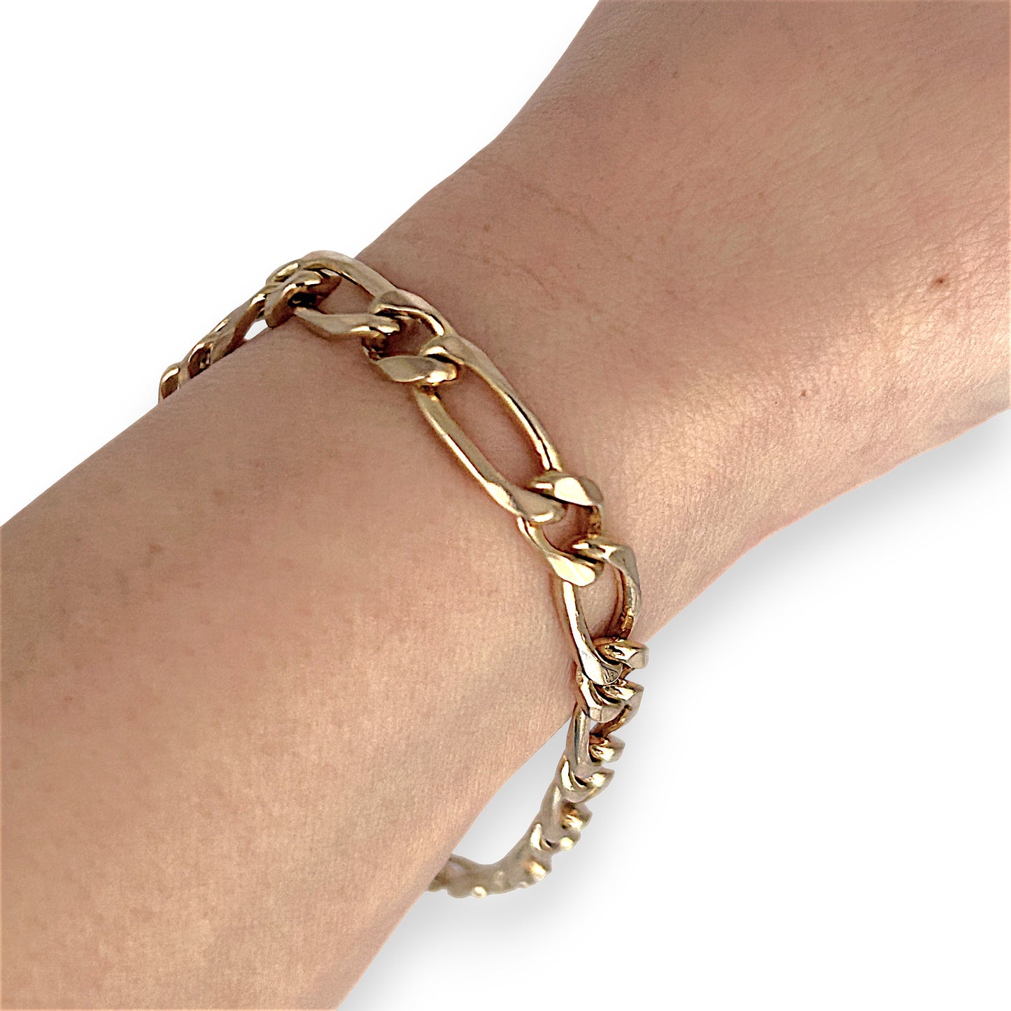 GOLD DEAL | NZ 9ct (9K) Gold Flawless Figaro Elongated Link Bracelet 21.5cm