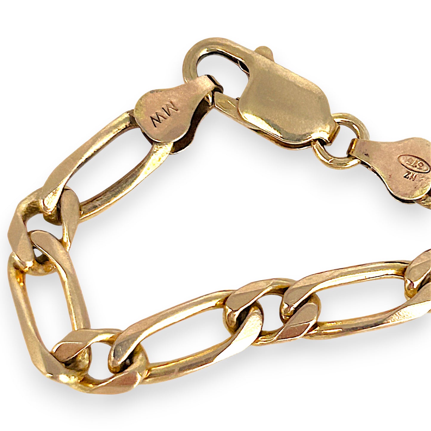 GOLD DEAL | NZ 9ct (9K) Gold Flawless Figaro Elongated Link Bracelet 21.5cm