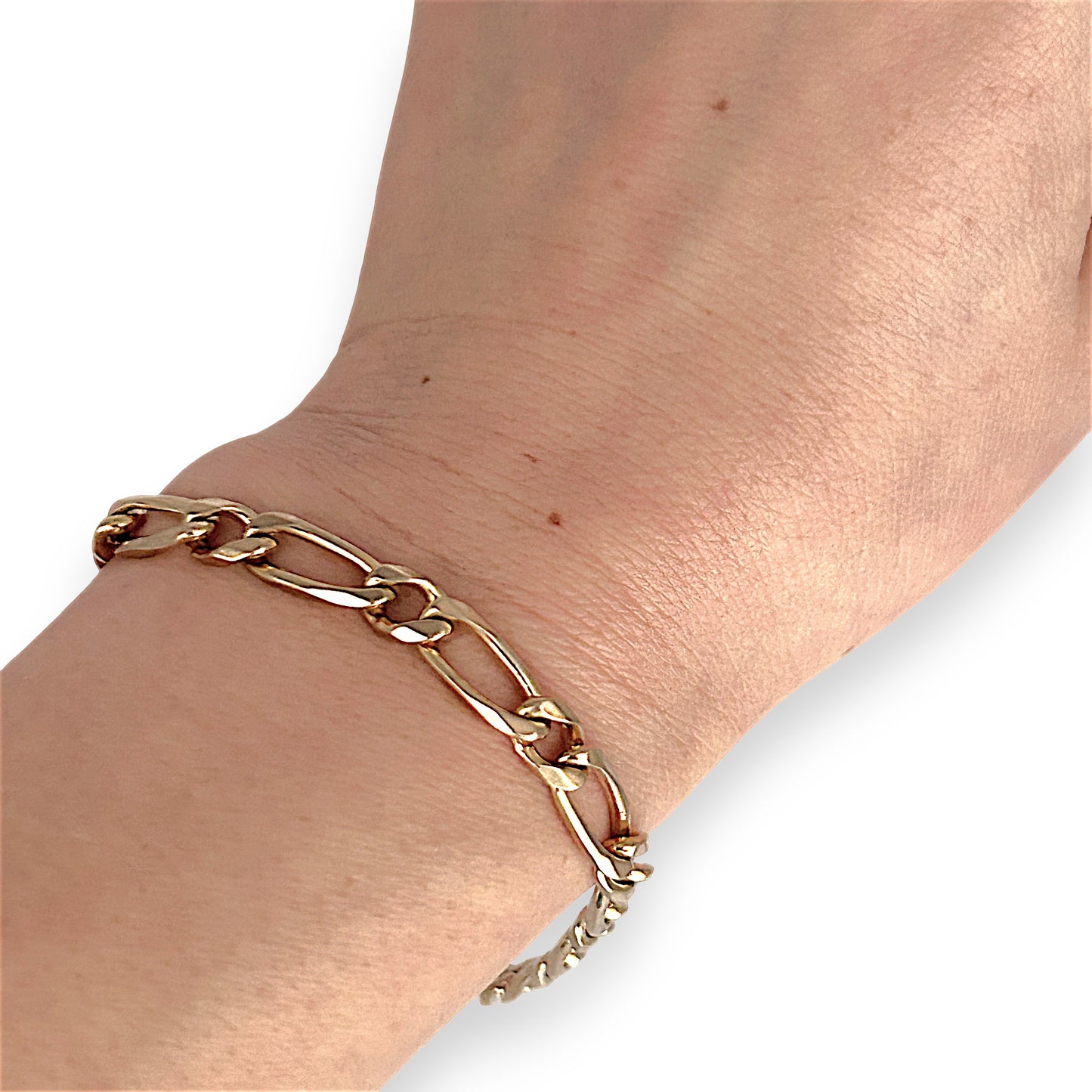 GOLD DEAL | NZ 9ct (9K) Gold Flawless Figaro Elongated Link Bracelet 21.5cm