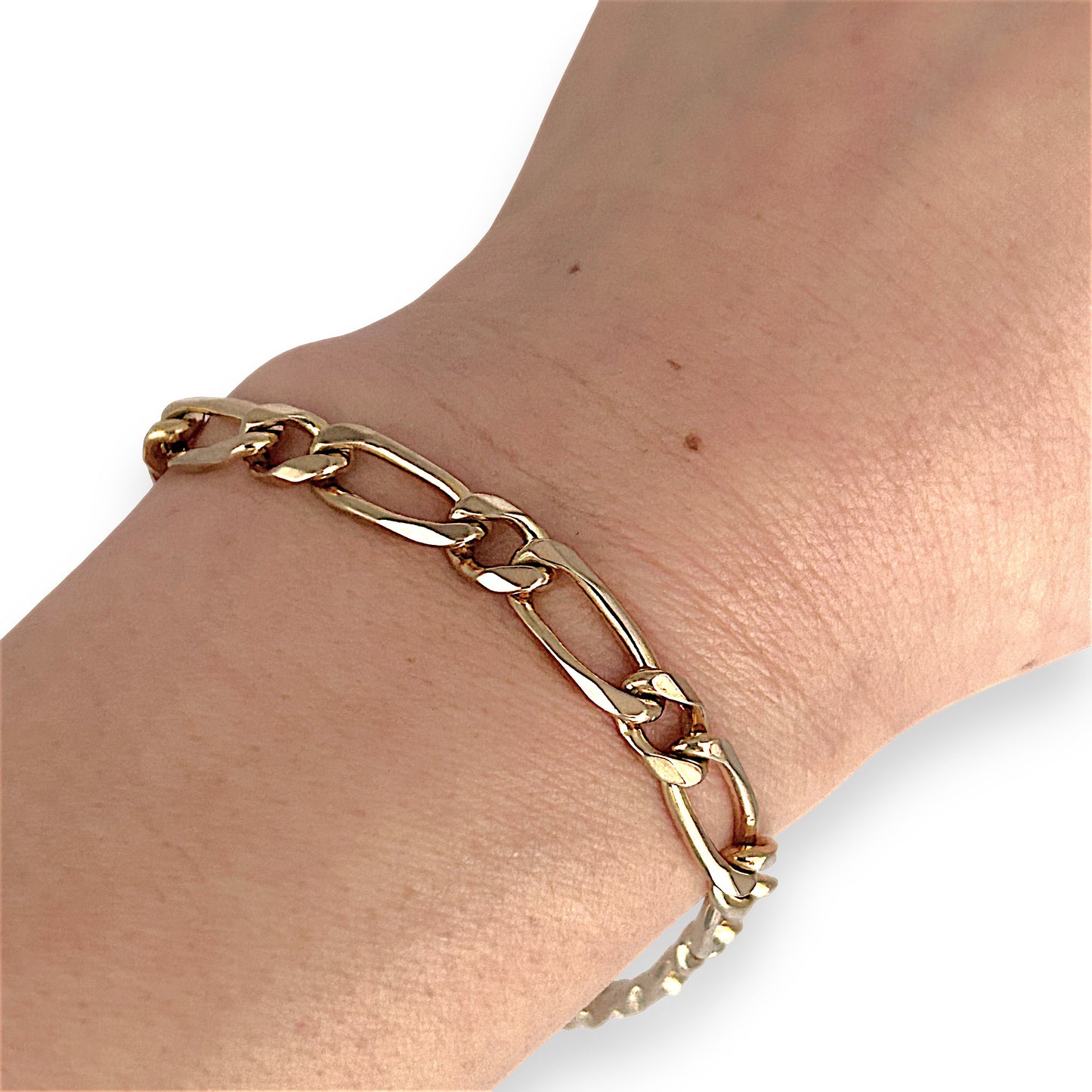 GOLD DEAL | NZ 9ct (9K) Gold Flawless Figaro Elongated Link Bracelet 21.5cm