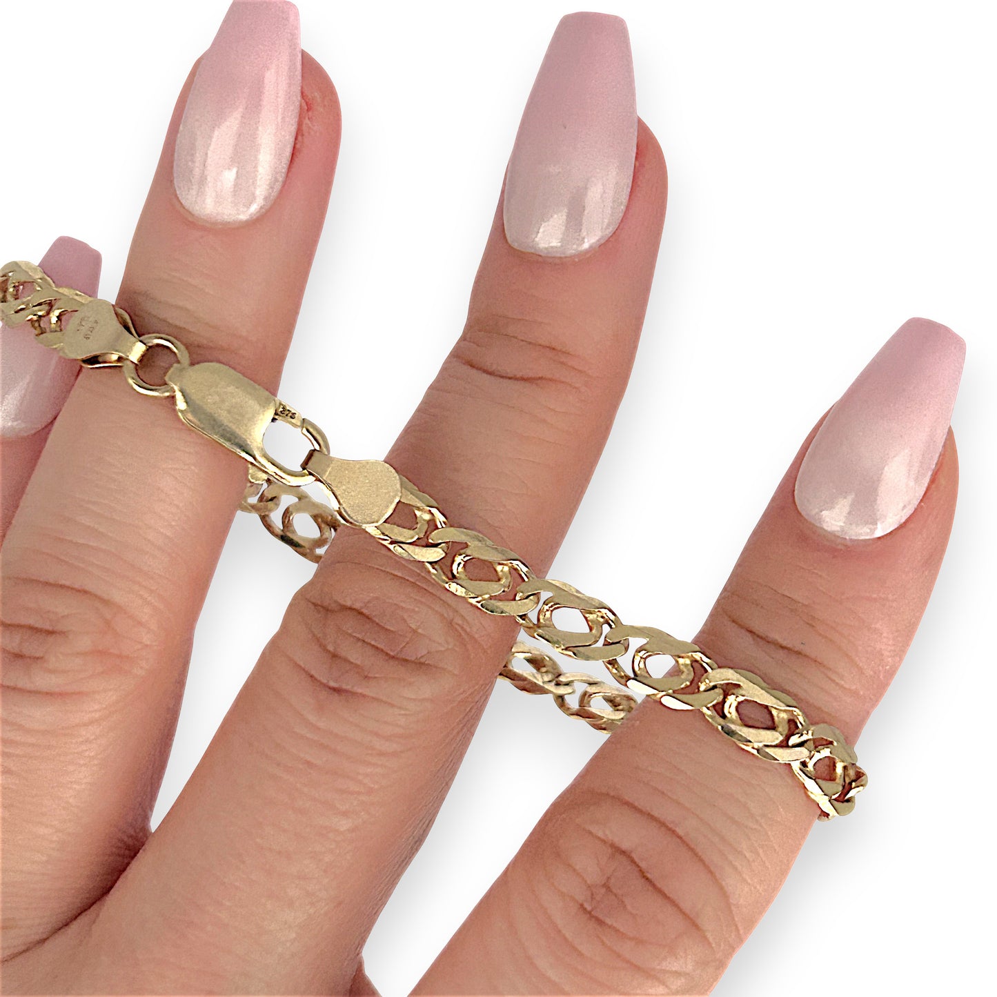 GOLD DEAL | 9ct (9K) Gold Modern Edge Double Link Bracelet 18cm