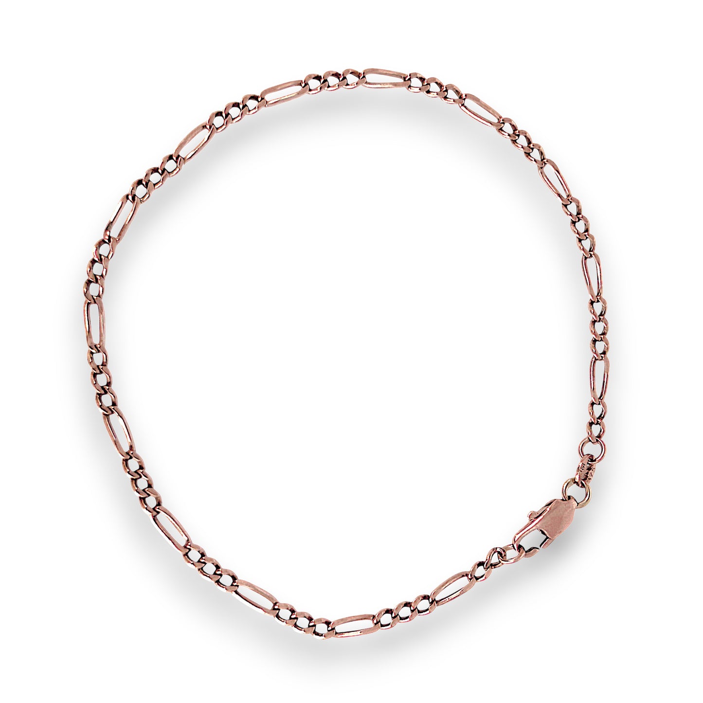 GOLD DEAL | 9ct (9K) Rose Gold Figaro 3-1 Bracelet 21.5cm