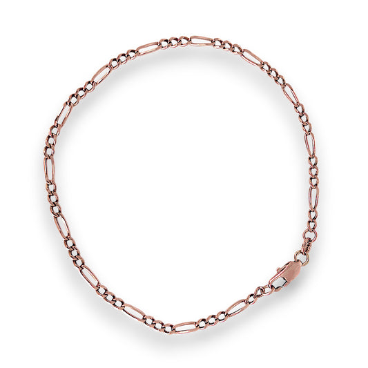 GOLD DEAL | 9ct (9K) Rose Gold Figaro 3-1 Bracelet 21.5cm