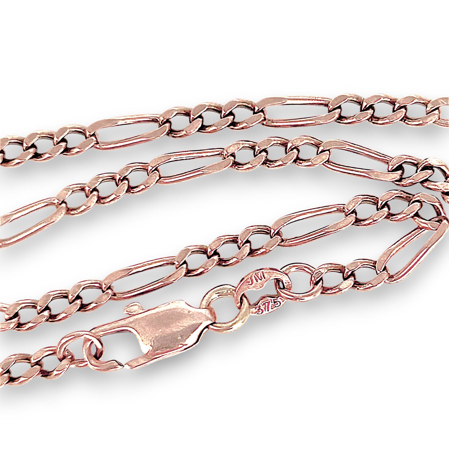 GOLD DEAL | 9ct (9K) Rose Gold Figaro 3-1 Bracelet 21.5cm