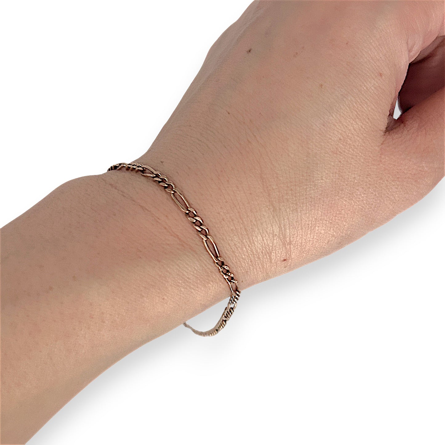 GOLD DEAL | 9ct (9K) Rose Gold Figaro 3-1 Bracelet 21.5cm