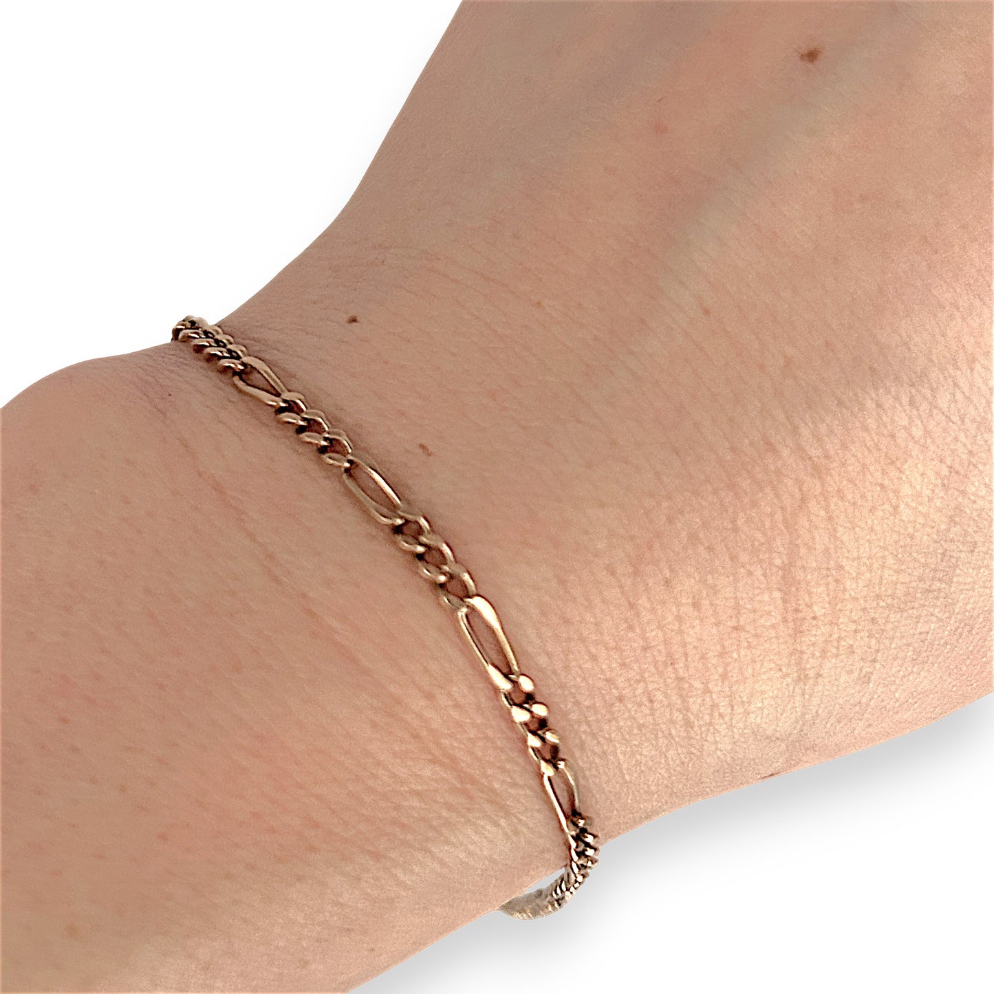 GOLD DEAL | 9ct (9K) Rose Gold Figaro 3-1 Bracelet 21.5cm