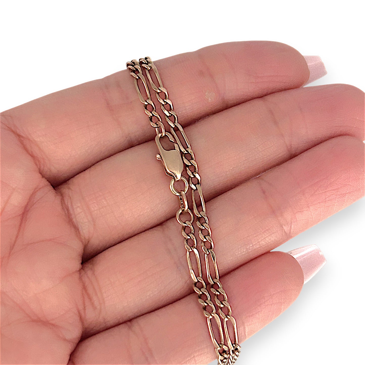 GOLD DEAL | 9ct (9K) Rose Gold Figaro 3-1 Bracelet 21.5cm