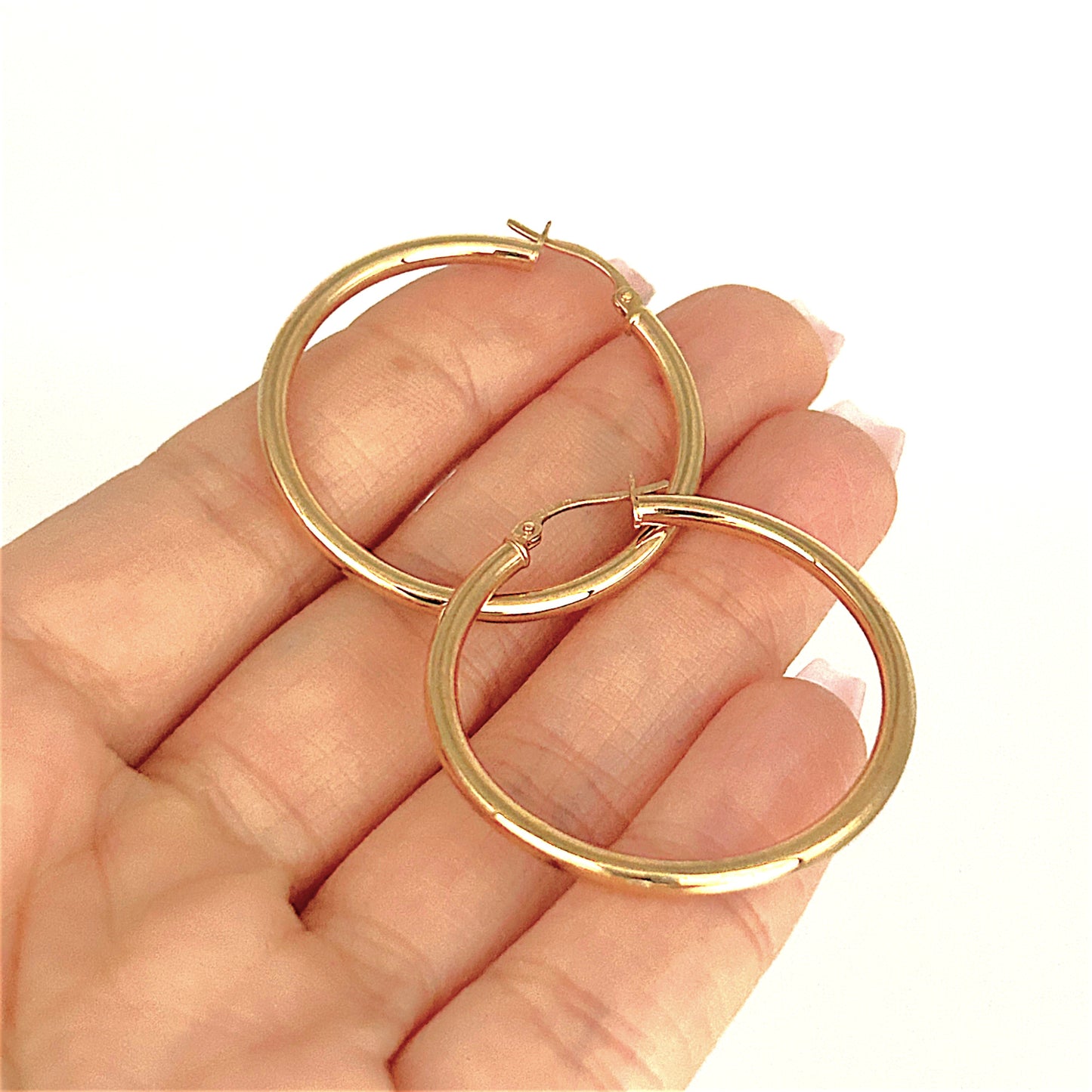 GOLD DEAL | 9ct (9K) Gold Large 36.4mm Bold Circle Silhouette Hoop Earrings