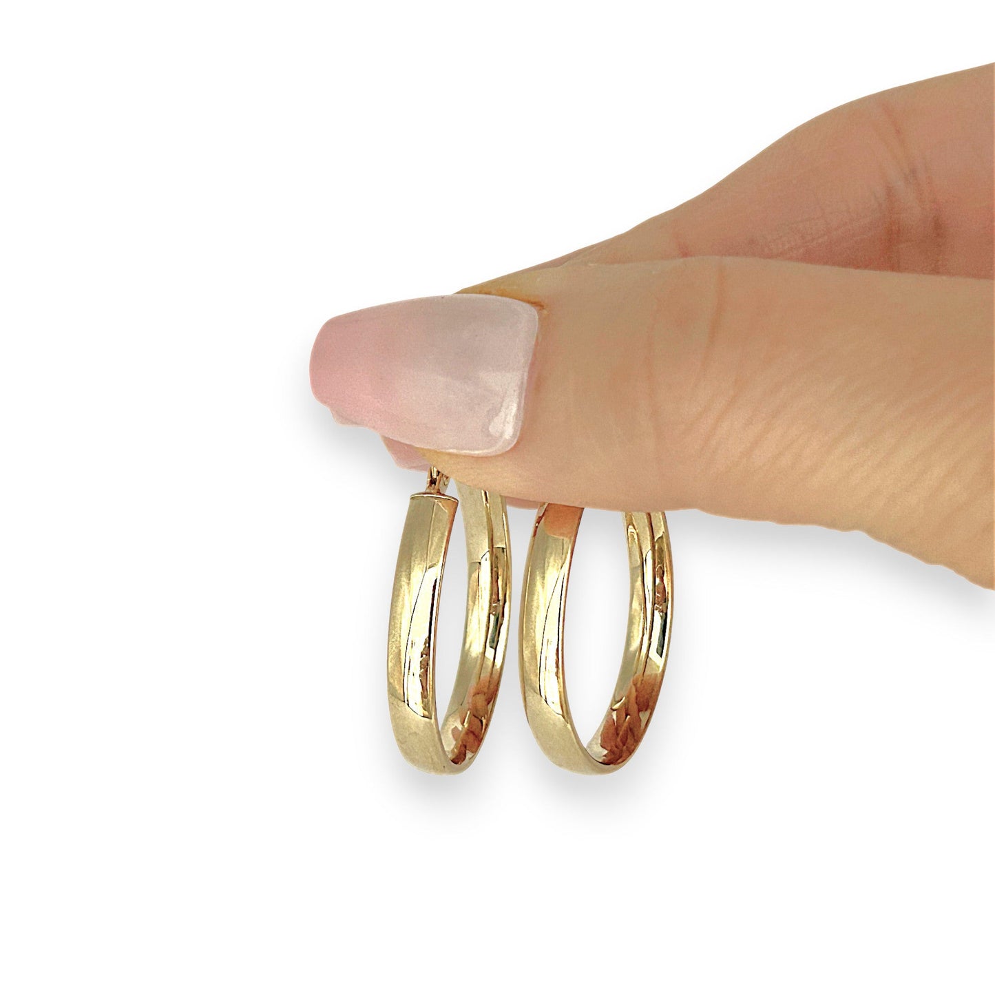 GOLD DEAL | 9ct (9K) Gold Ovoid Sculpted Hoop Earrings 29.3mm