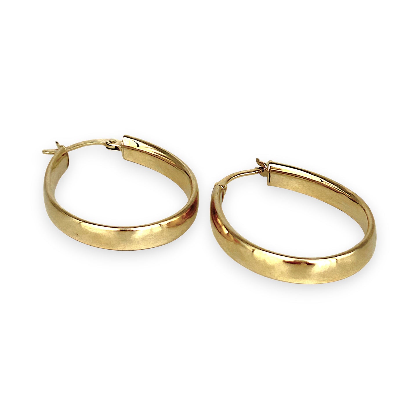 GOLD DEAL | 9ct (9K) Gold Ovoid Sculpted Hoop Earrings 29.3mm