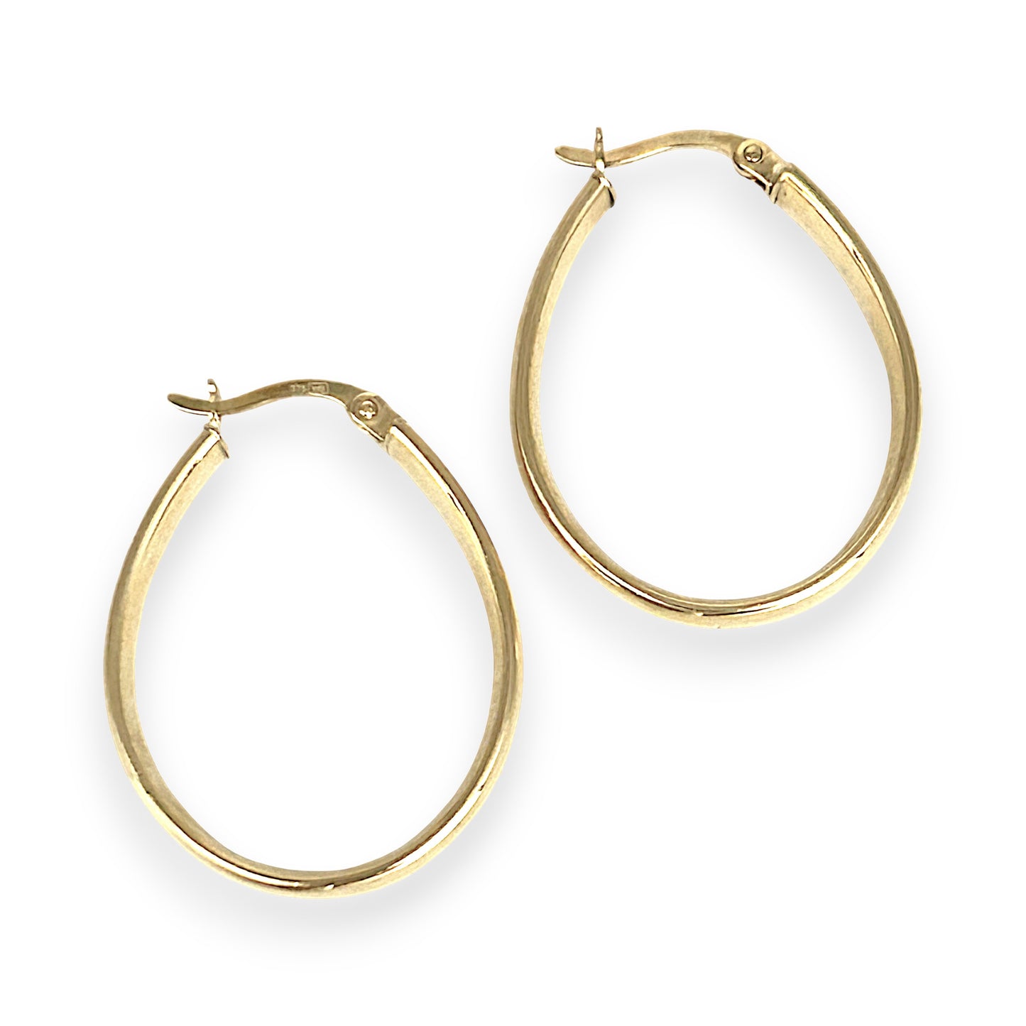 GOLD DEAL | 9ct (9K) Gold Ovoid Sculpted Hoop Earrings 29.3mm