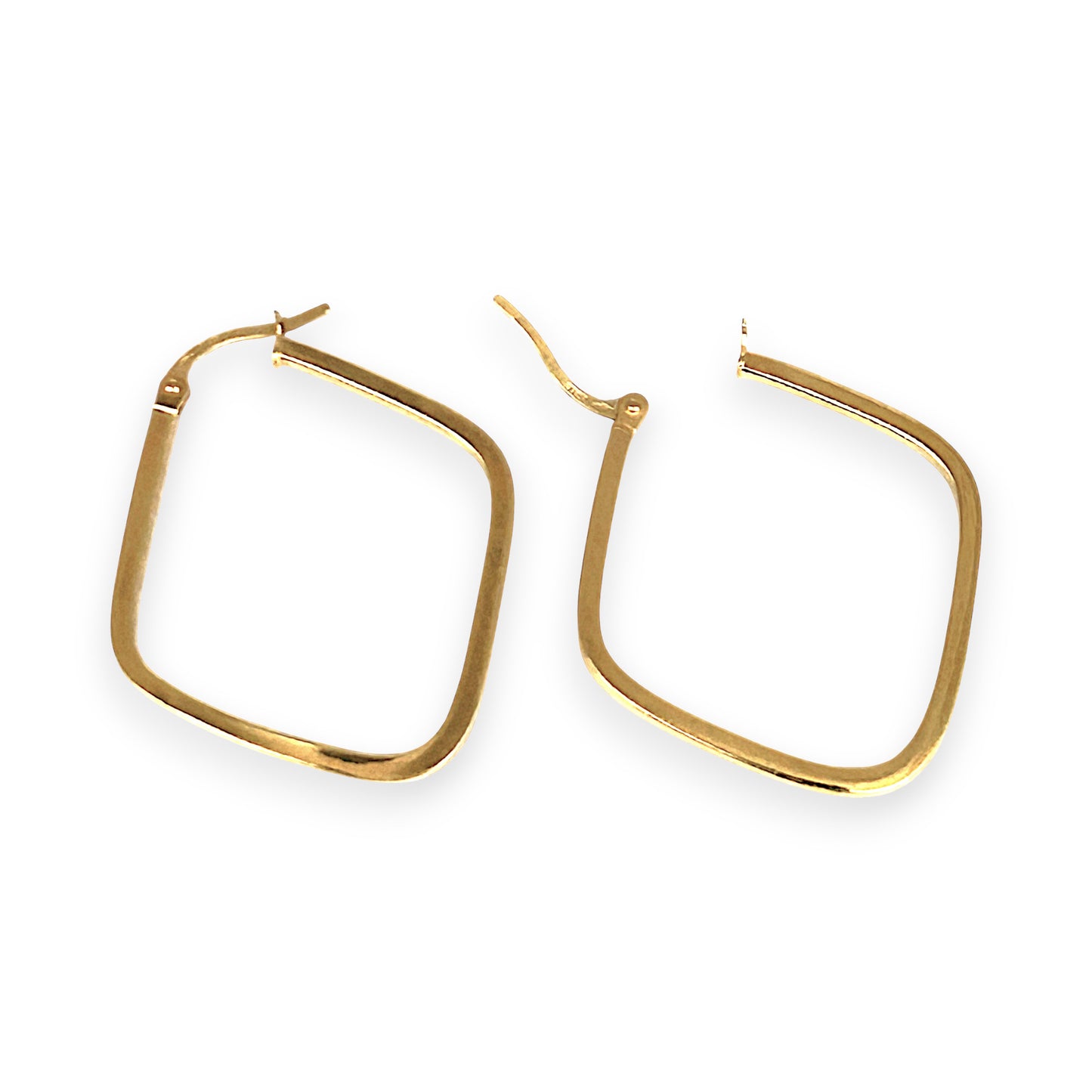 GOLD DEAL | 9ct (9K) Gold Soft Square Silhouette Hoop Earrings 32.9mm