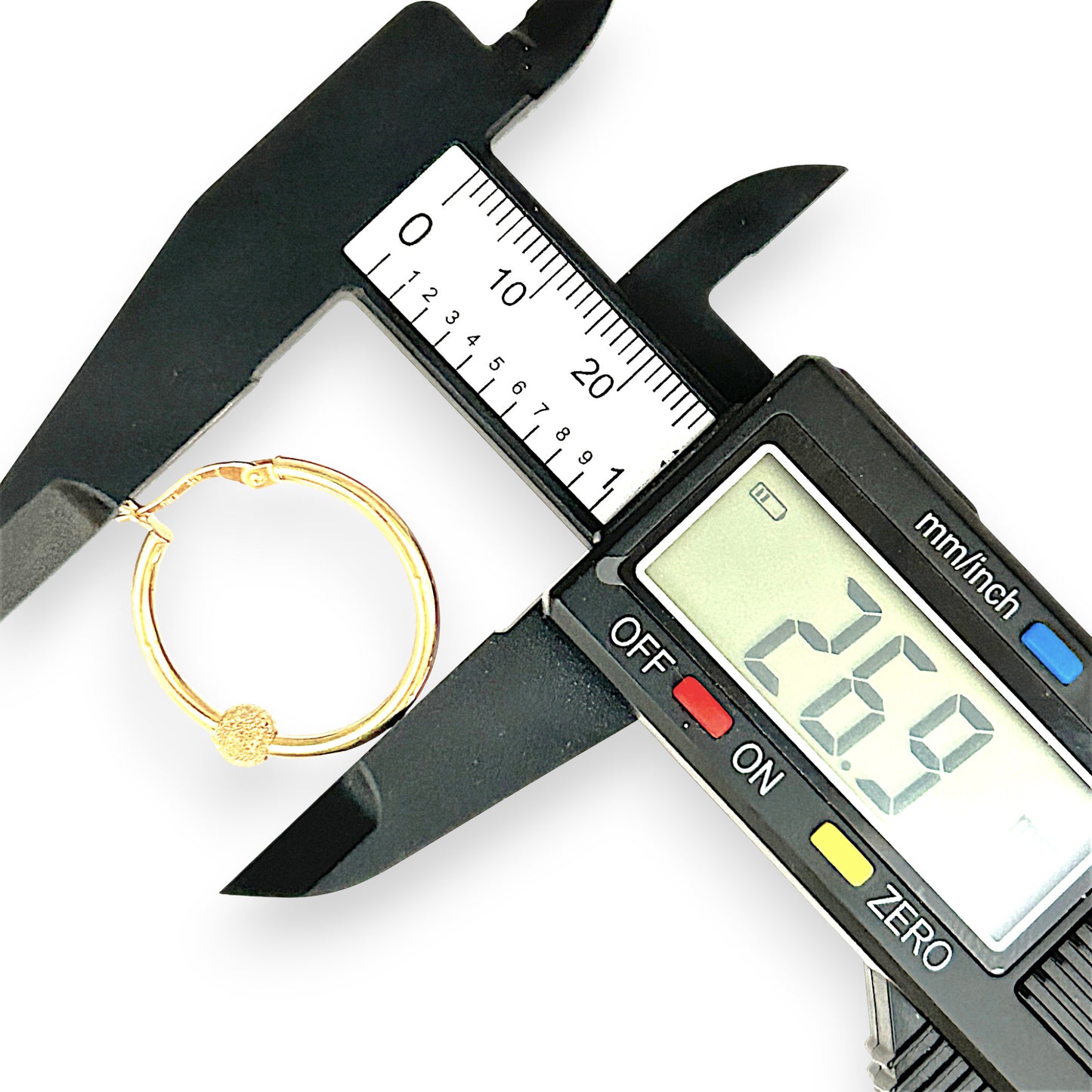 GOLD DEAL | 9ct (9K) Gold Hoop 26.9cm Earrings With Textured Sphere