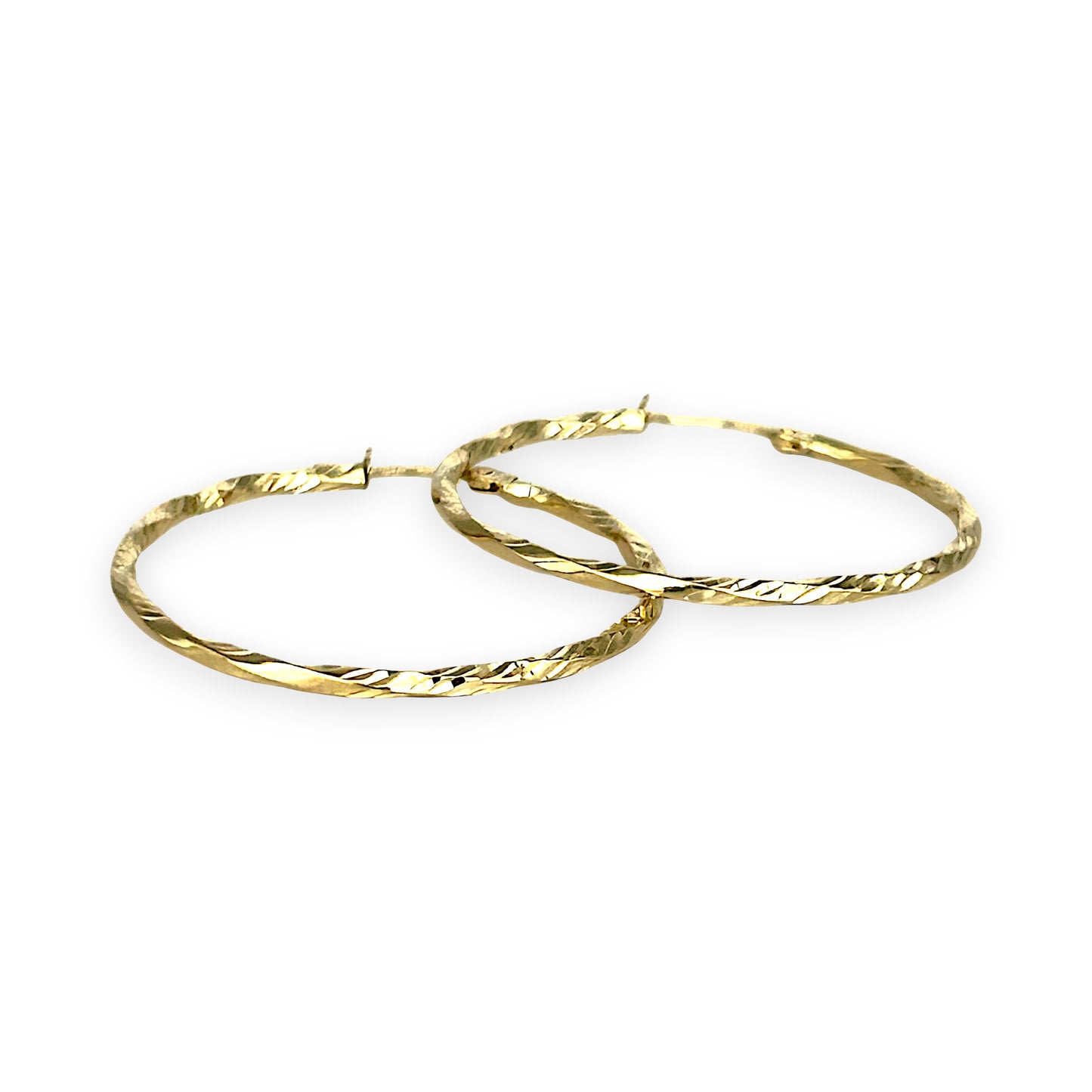 GOLD DEAL | 9ct (9K) Gold Embossed Twist Circle Hoop Earrings 34.1mm