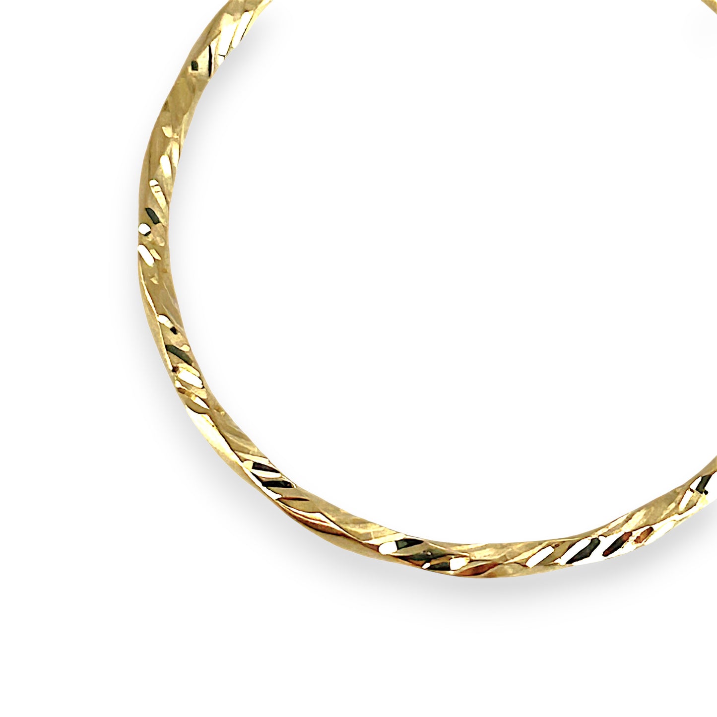 GOLD DEAL | 9ct (9K) Gold Embossed Twist Circle Hoop Earrings 34.1mm