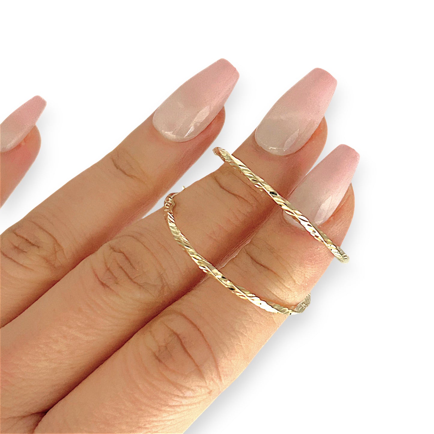 GOLD DEAL | 9ct (9K) Gold Embossed Twist Circle Hoop Earrings 34.1mm