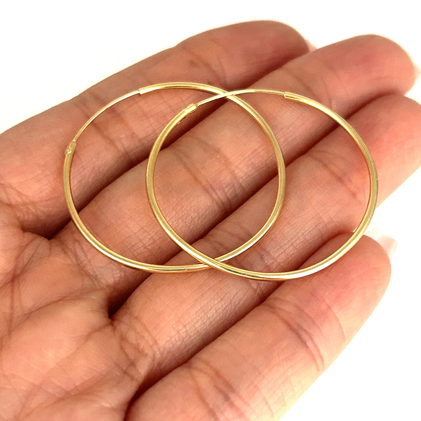 GOLD DEAL | 9ct (9K) Gold Minimalist Sleeper Hoop Earrings 34.1mm