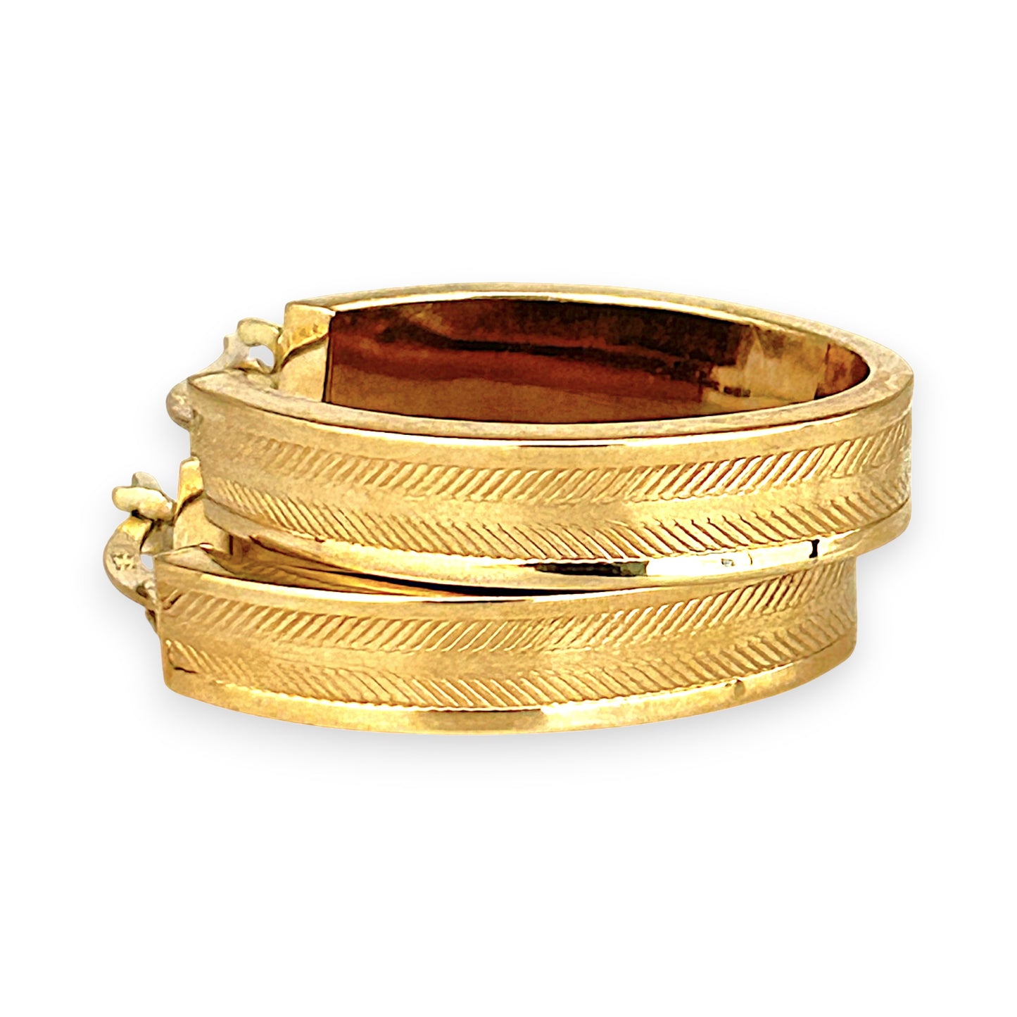 GOLD DEAL | 9ct (9K) Gold Textured Oval Hoop Earrings - Refurbished
