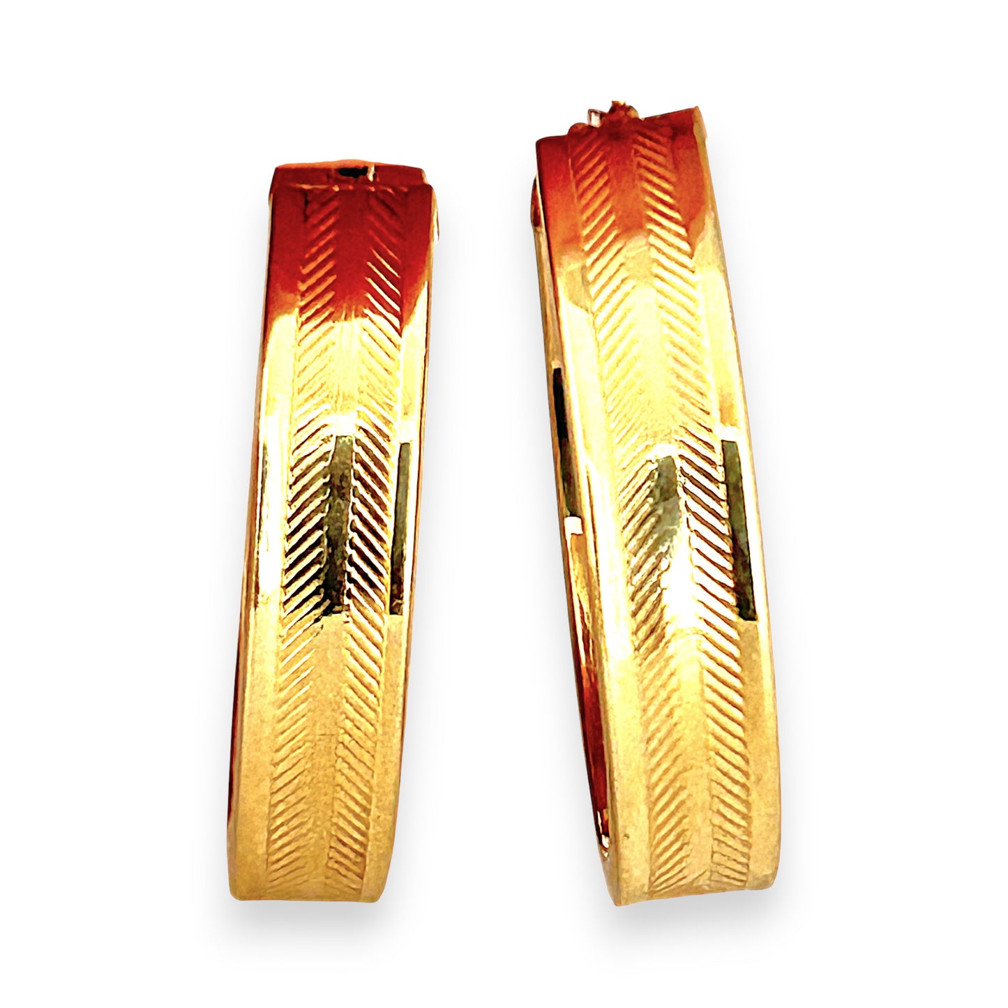 GOLD DEAL | 9ct (9K) Gold Textured Oval Hoop Earrings - Refurbished