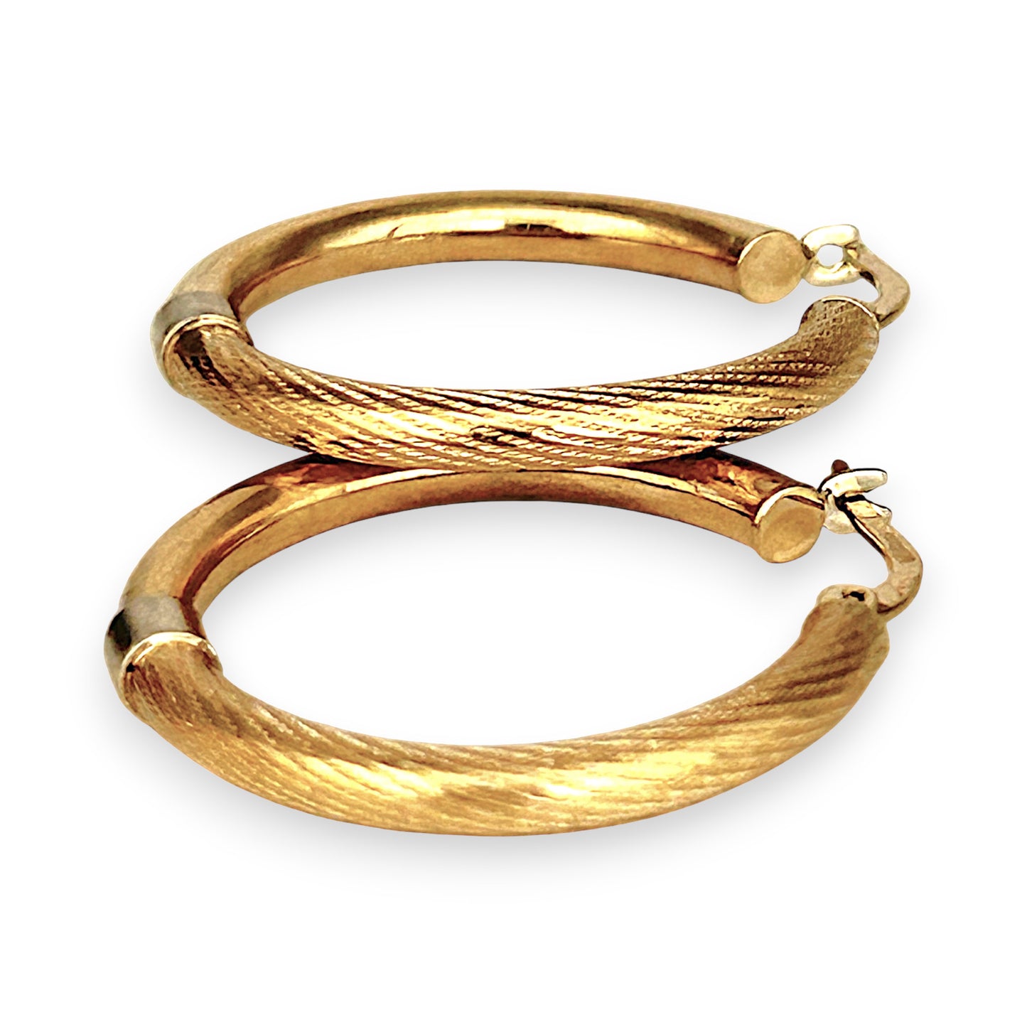 GOLD DEAL | 9ct (9K) Y/W Gold Textured Hoop Earrings – 26.4mm