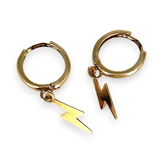 GOLD DEAL | 9ct Gold Lightning Bolt Hoop Earrings