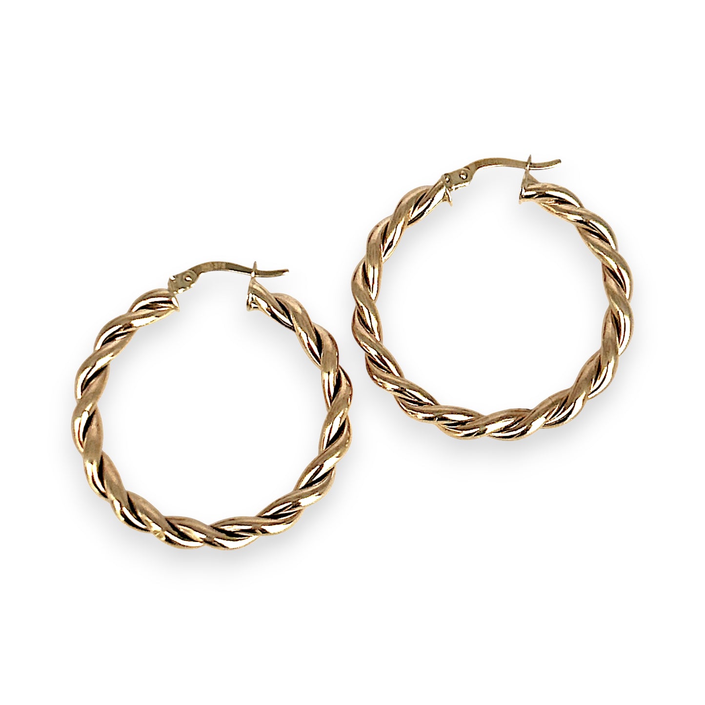 GOLD DEAL | 9ct (9K) Gold Twisted Elegance Hoop  Earrings 33.3mm