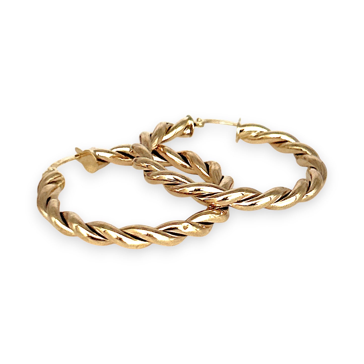GOLD DEAL | 9ct (9K) Gold Twisted Elegance Hoop  Earrings 33.3mm