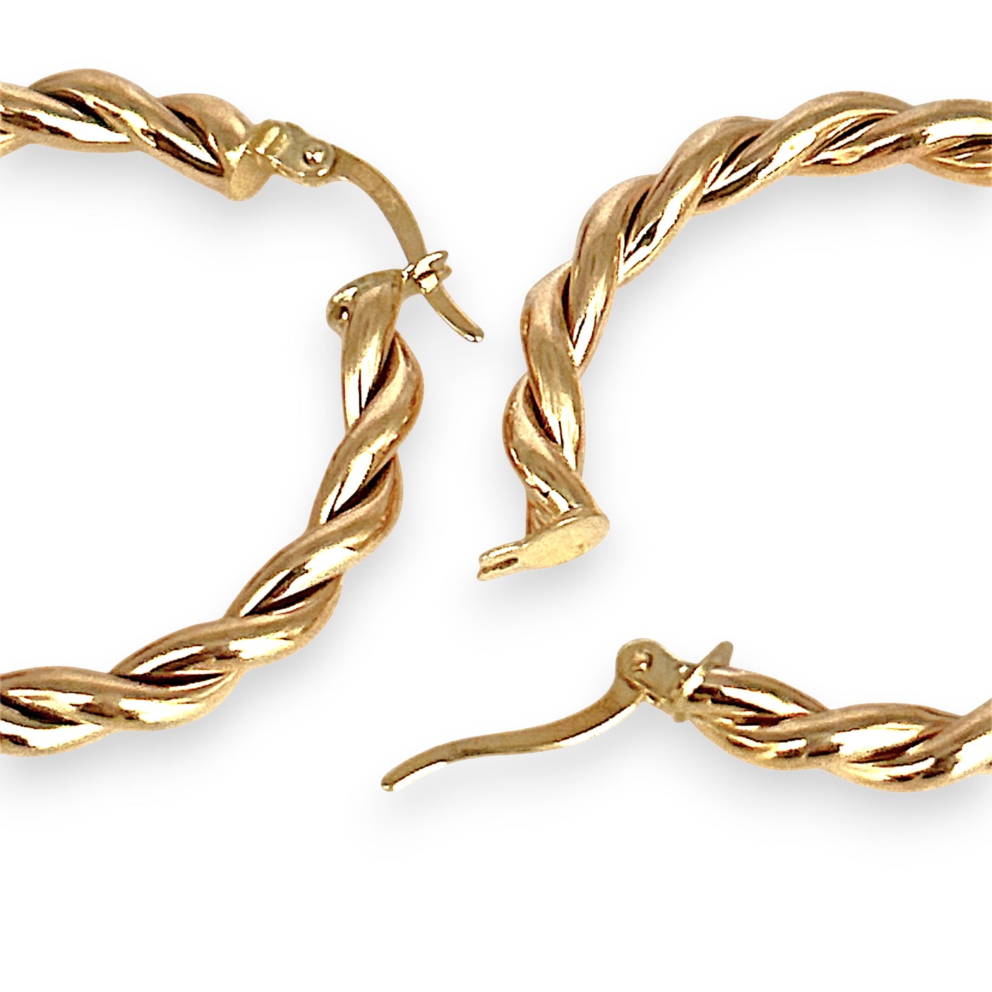 GOLD DEAL | 9ct (9K) Gold Twisted Elegance Hoop  Earrings 33.3mm